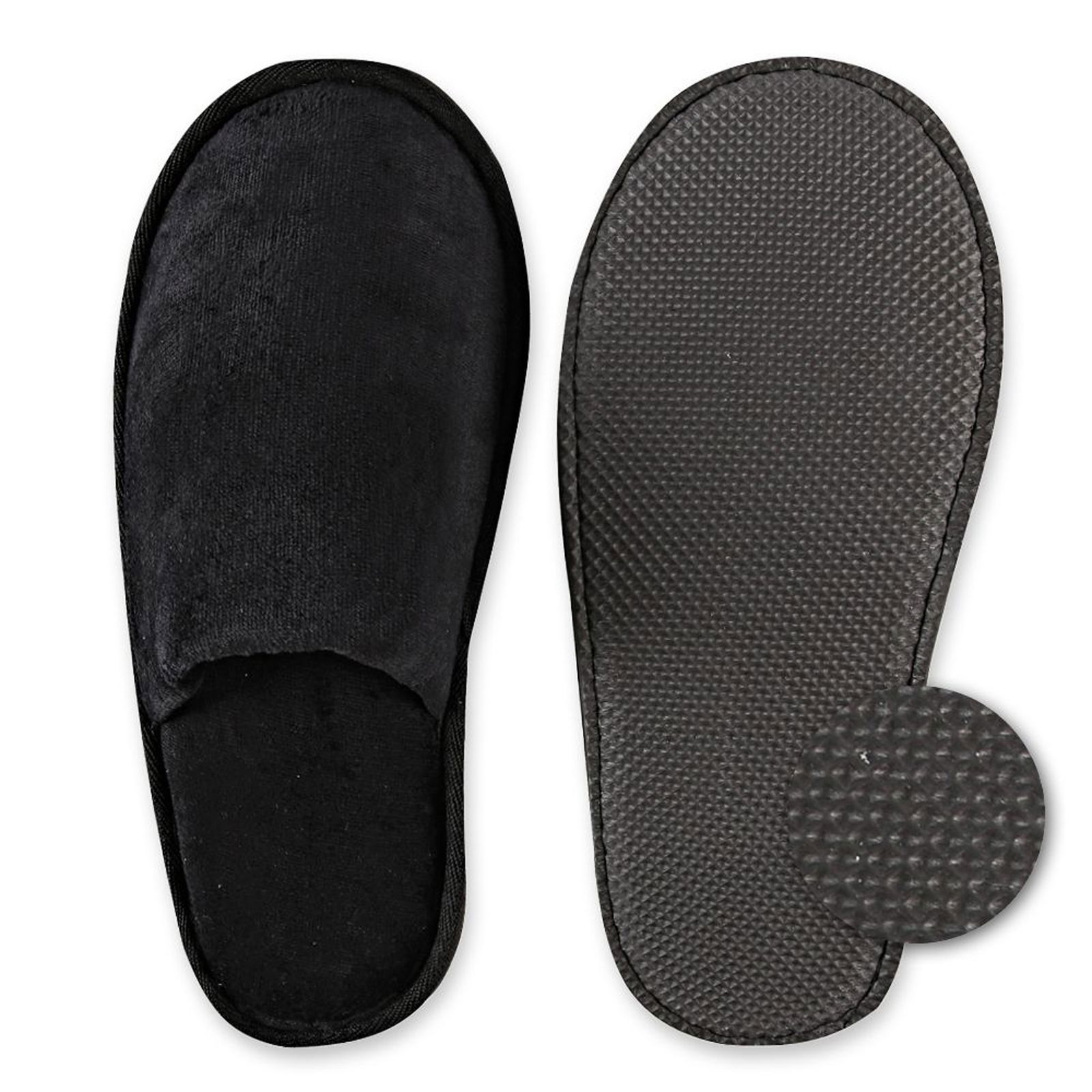 100 paia di pantofole da hotel deluxe, nere, chiuse, lunghe 28,5 cm, in velluto