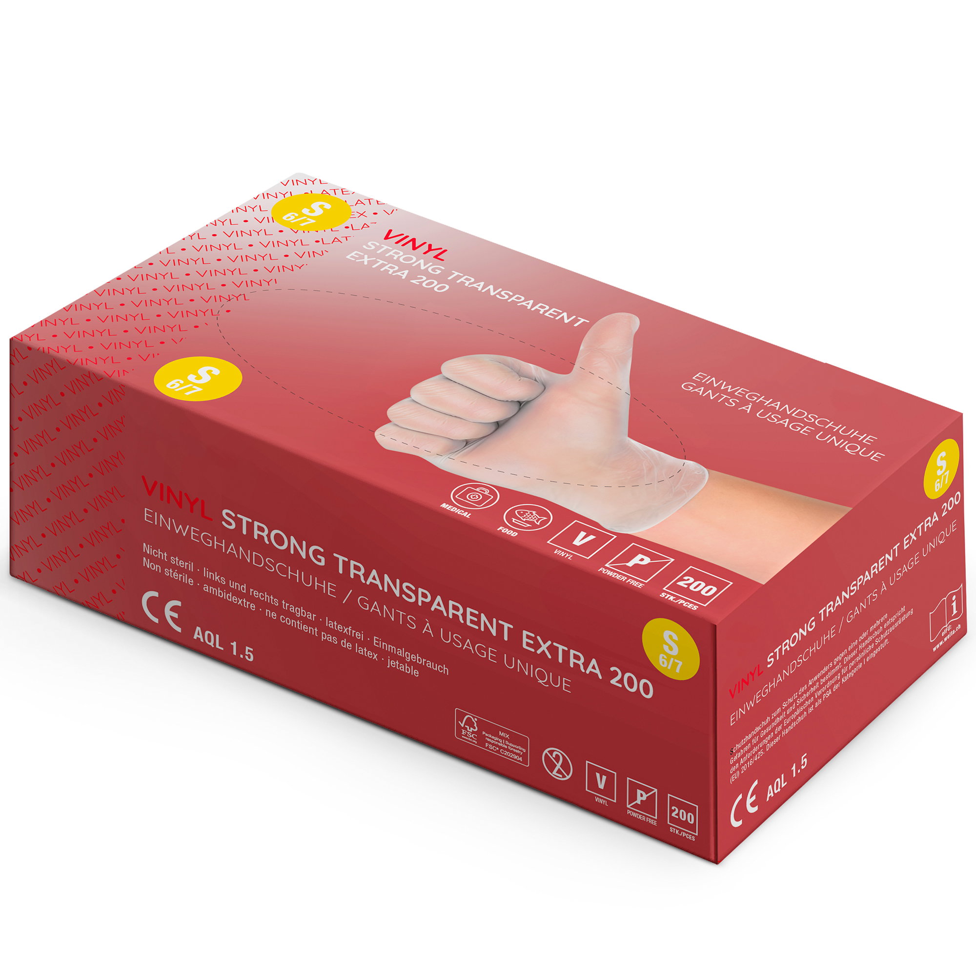 Gants jetables en vinyle | non poudrés | non stériles | Vinyl Strong Extra 200