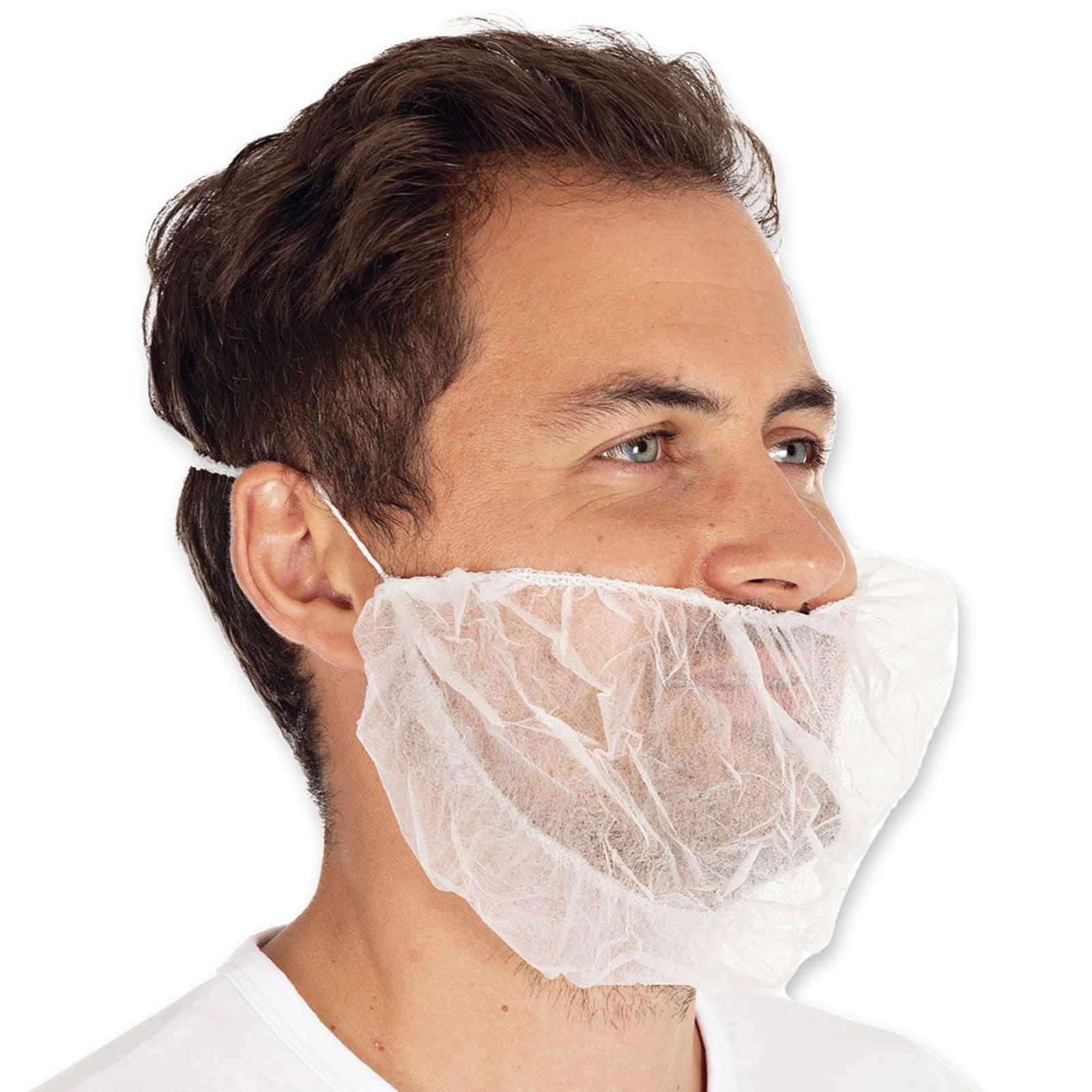Beard cover for kitchen & food industry polypropylene fleece white