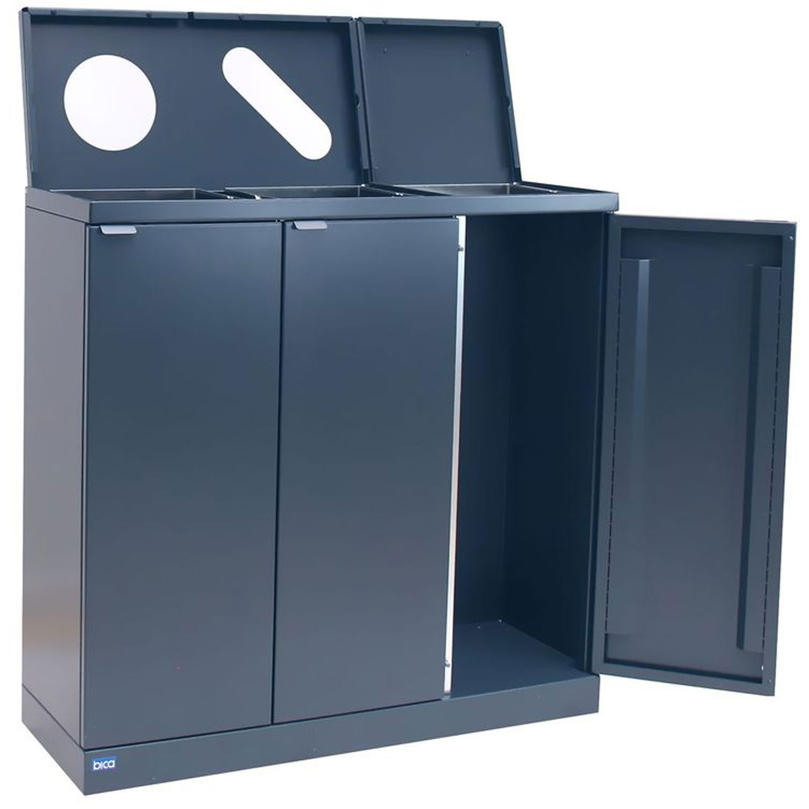 Indoor waste separation system 3x65 litres steel black
