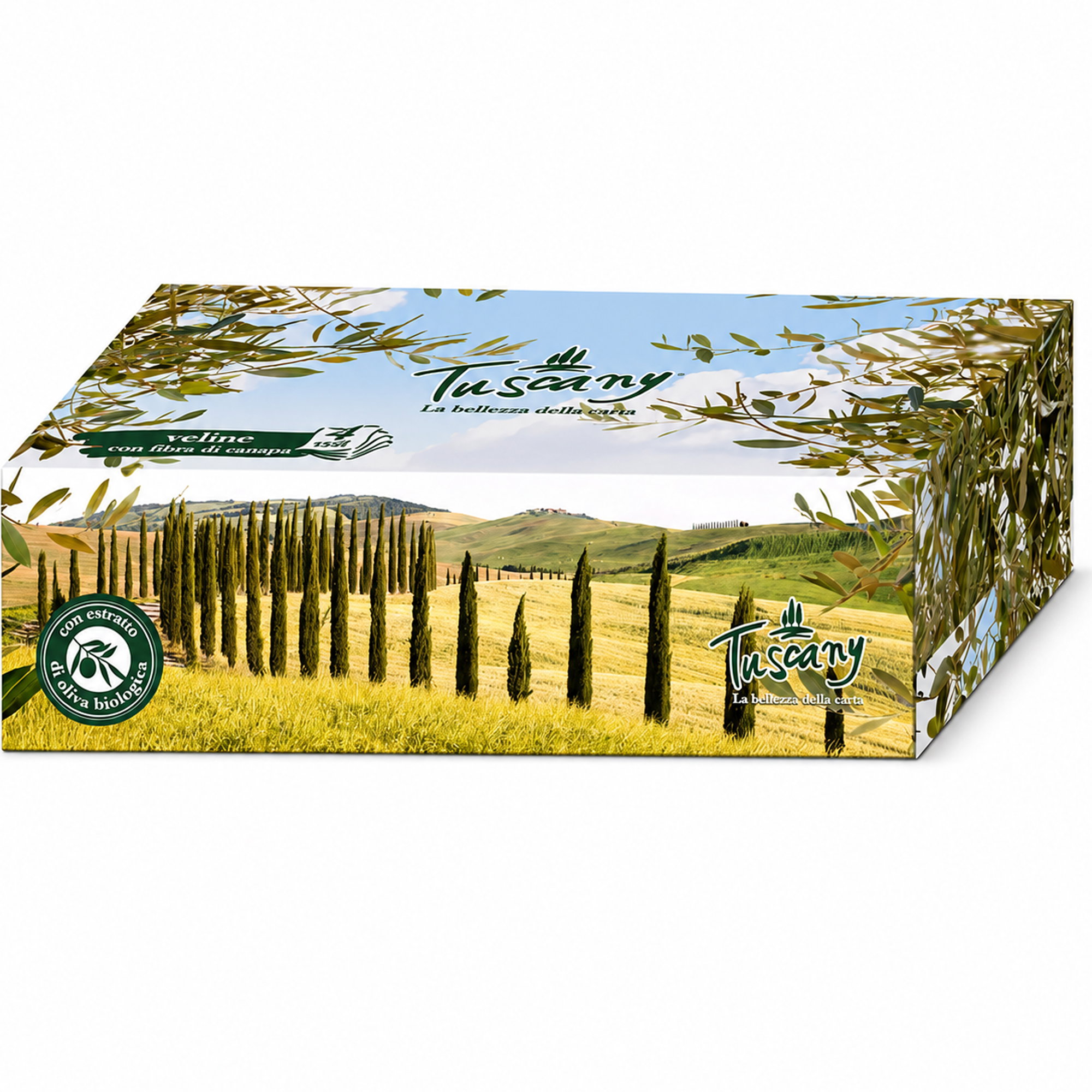 Kosmetiktücher Box | 4-lagig | Zellstoff | 80 Blatt | Tuscany Cipressi