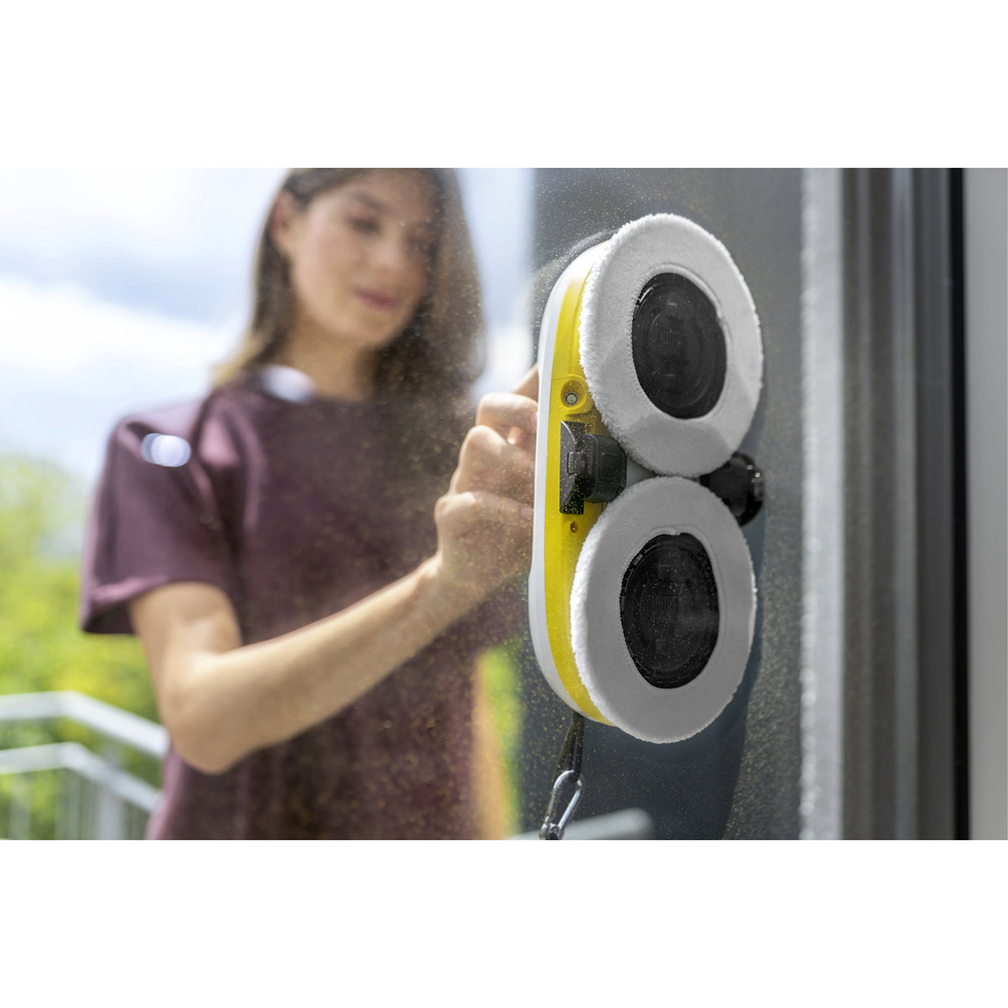 Fensterreiniger, Handhaarige Reinigung, Saugreiniger, Schaumpad, Gelb Gerät