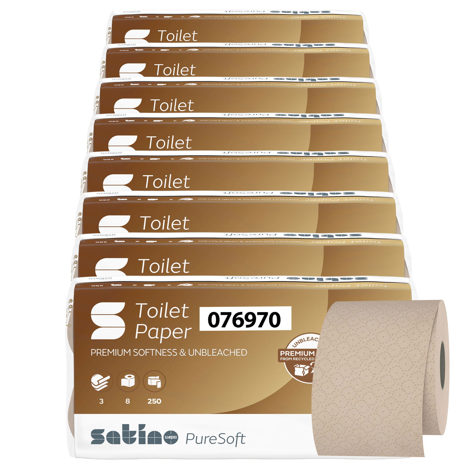 Satino PureSoft 076970 carta igienica 3 veli riciclata 250 strappi