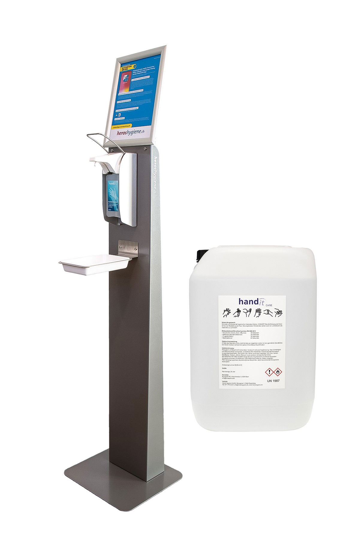 Desinfektionssäule mit manuellem Desinfektionsspender