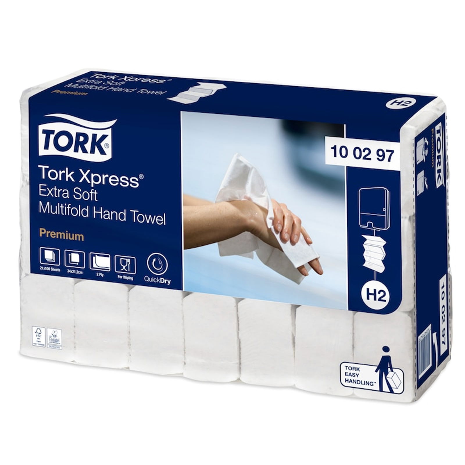 Tork 100297 H2 Xpress multifold paper hand towels extra soft