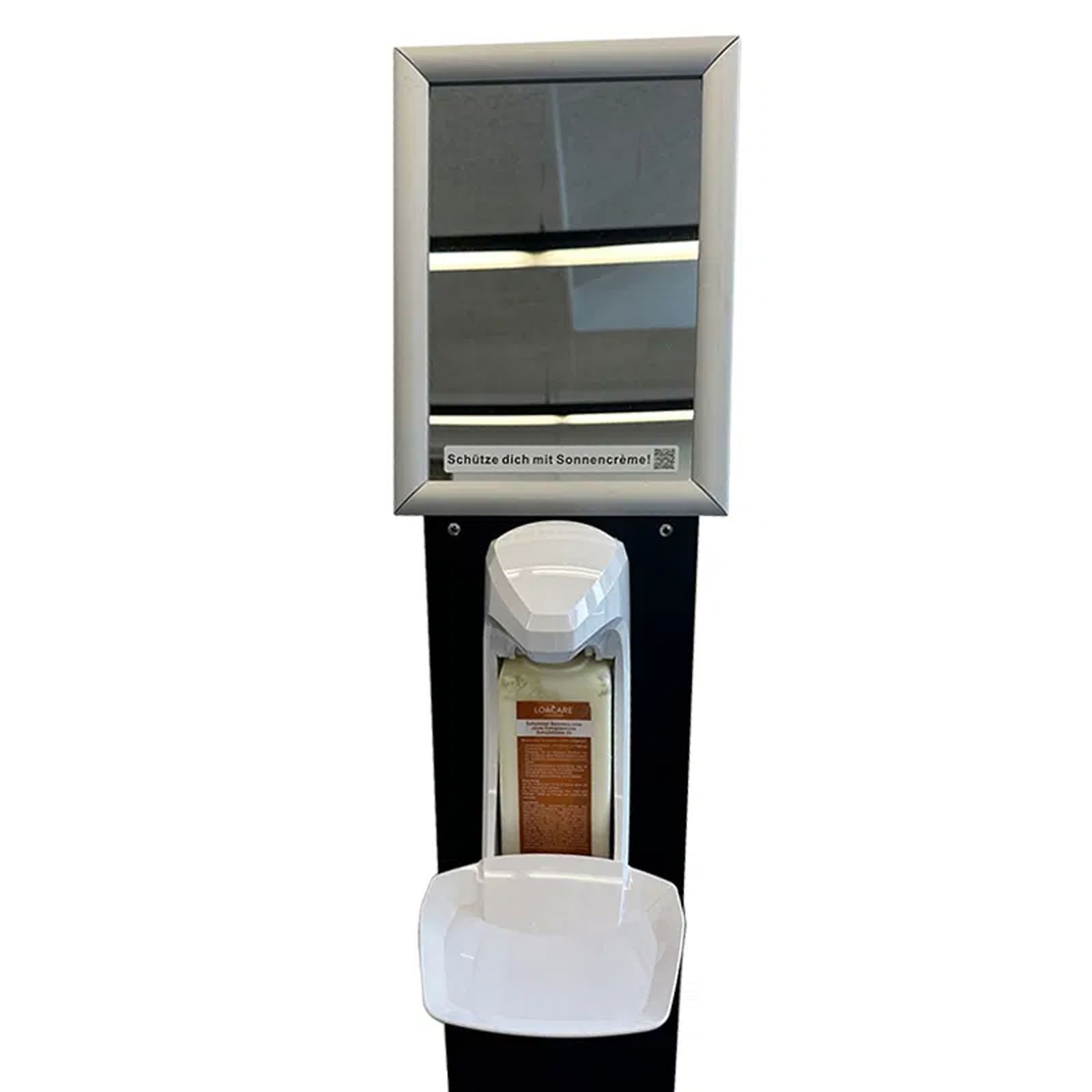 Dispenser di crema solare touchless 500 ml su colonna in acciaio inox