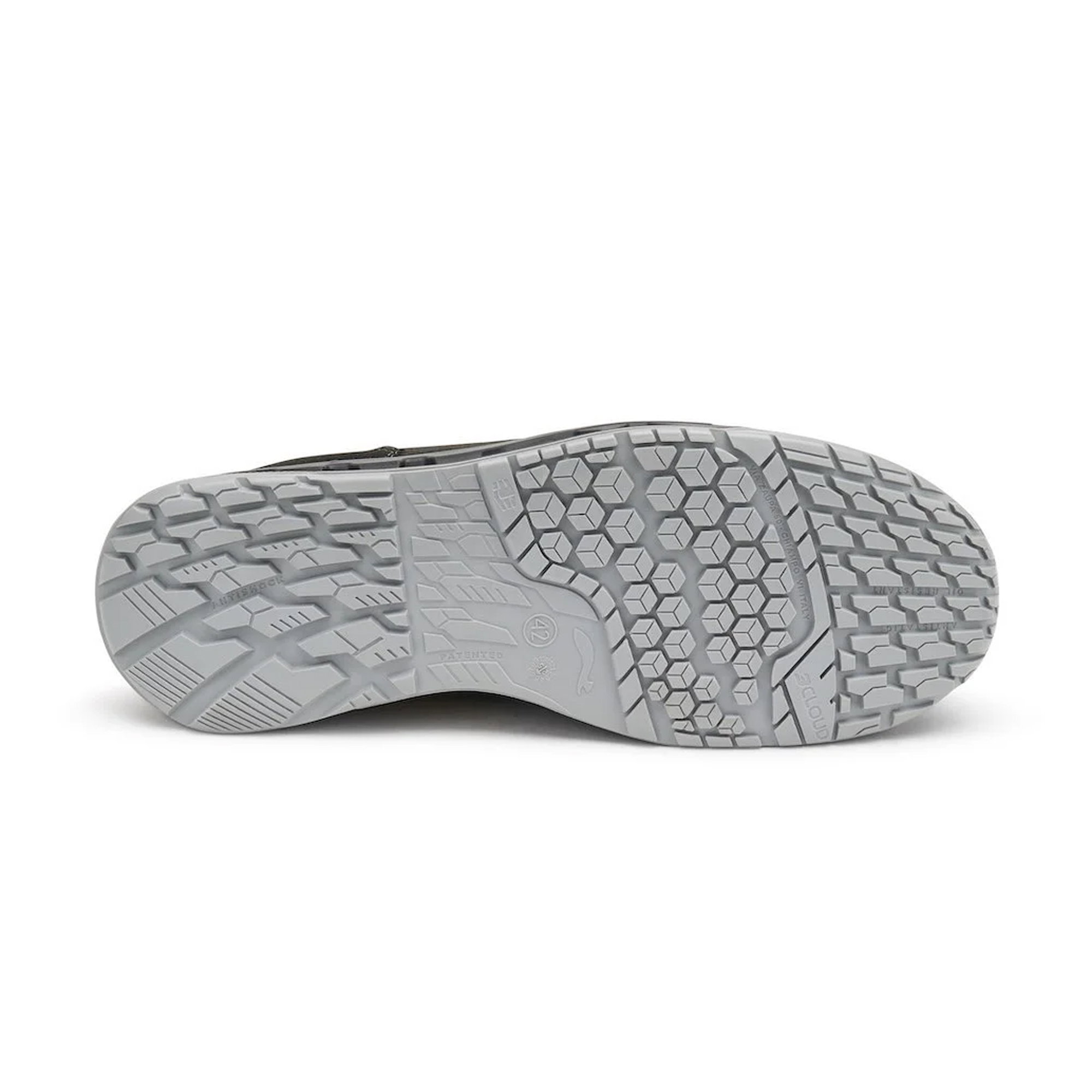 Gummisohle, Laufschuh, Grau, Gummimuster, Trail-Laufschuh
