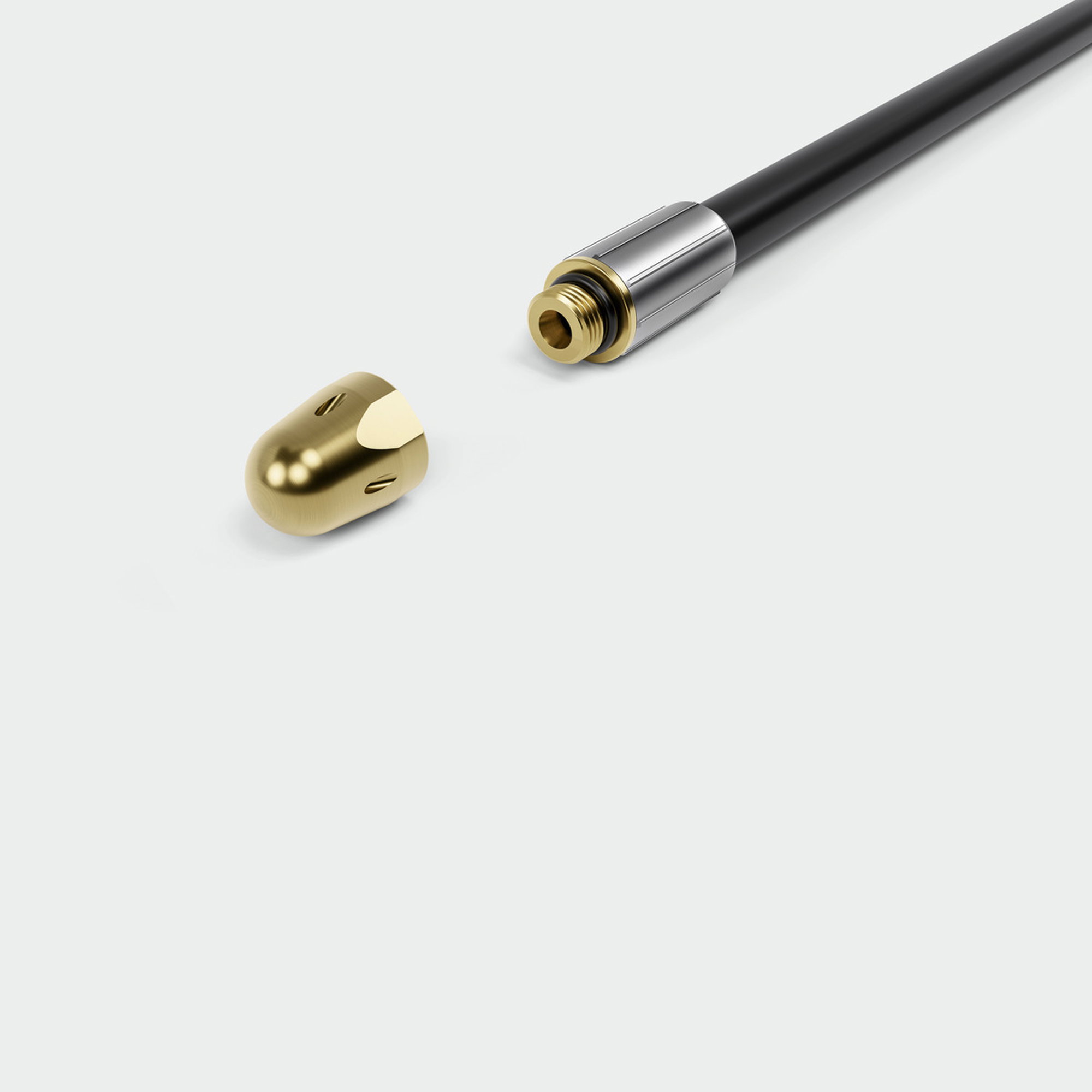 Kopf, Schlauch, Goldfarbene Spitze, Schlauchstück, Metall