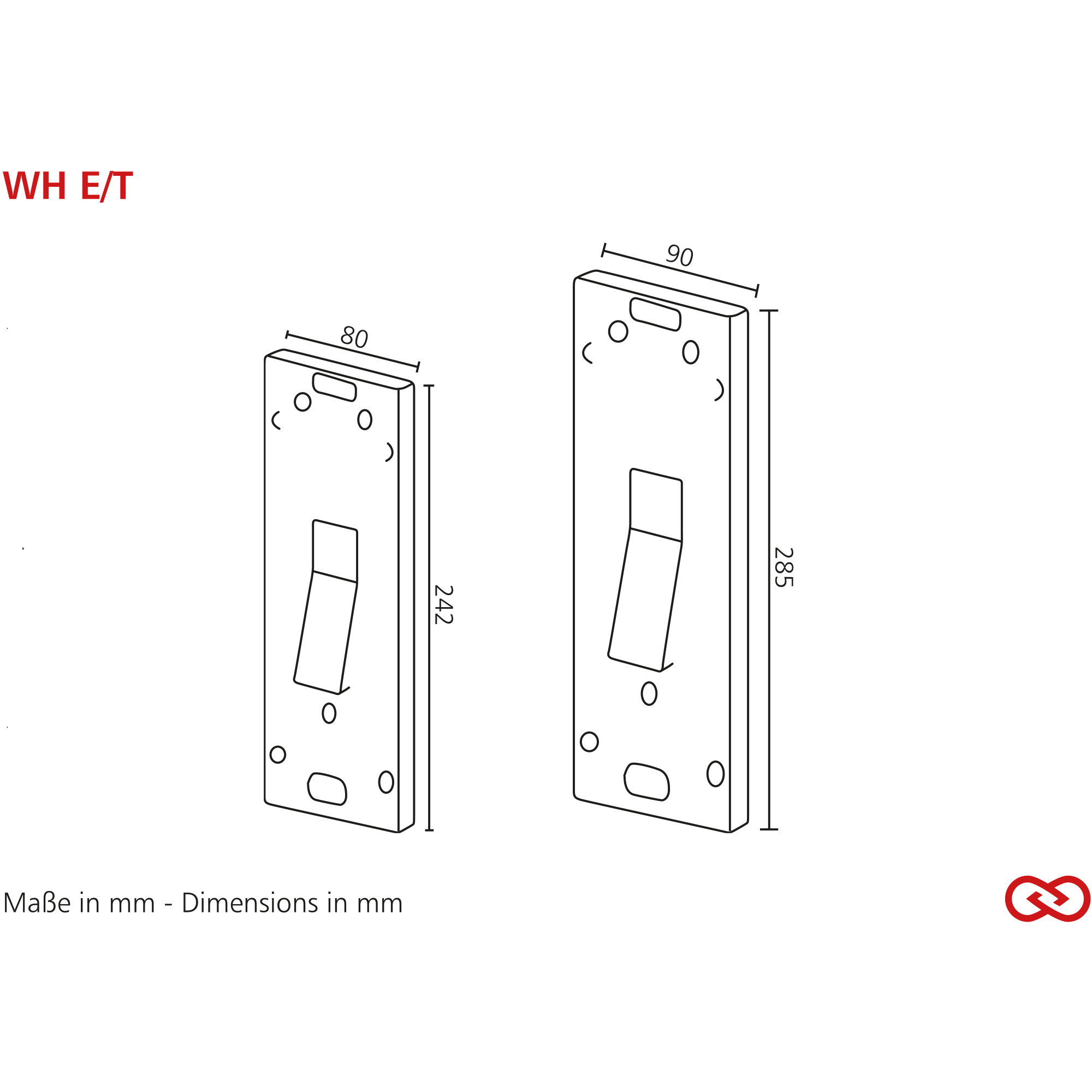 Schalter, Montageplatte, Dimensionalzeichnung, Maße, Kipphebel