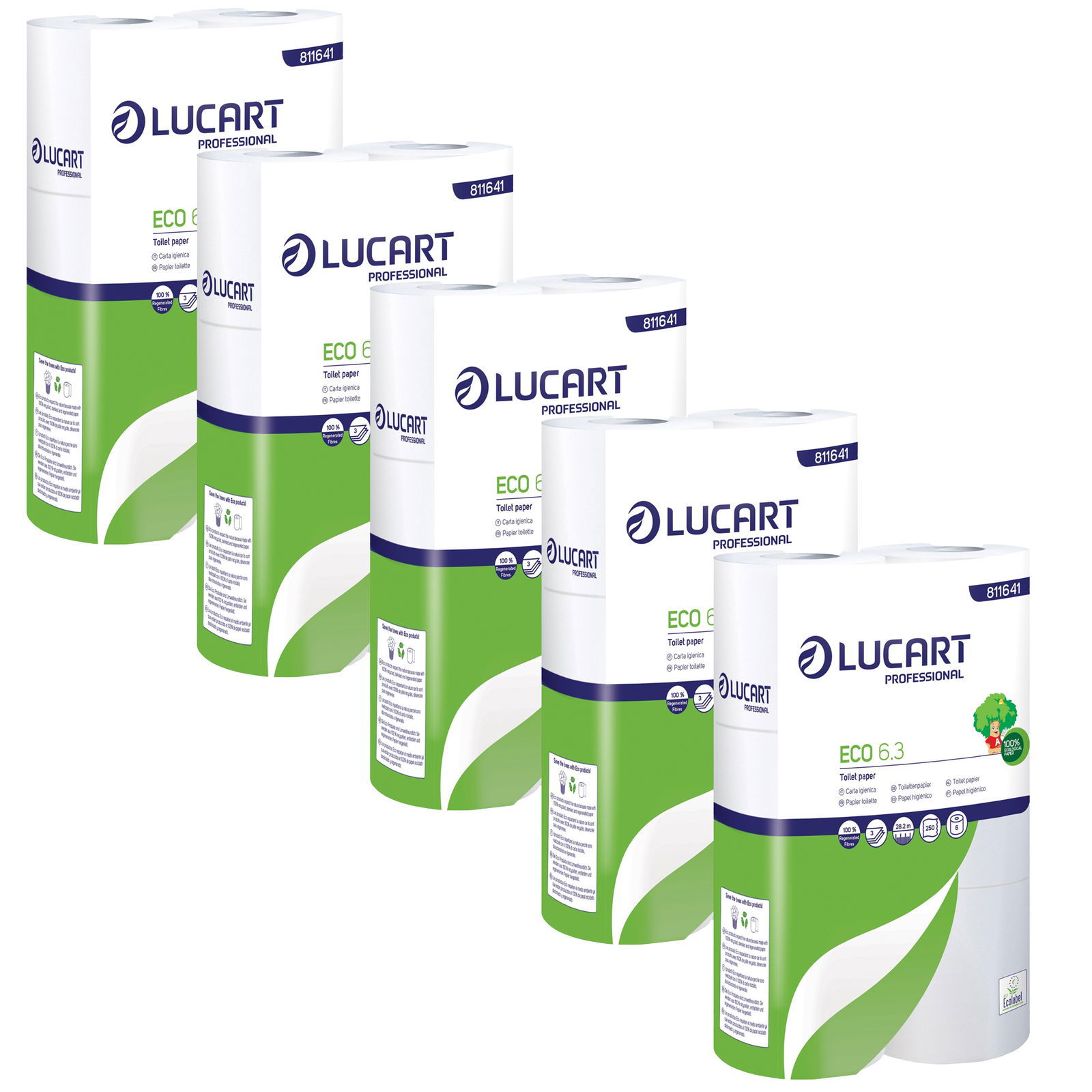 Lucart Eco 6.3 papier toilette petits rouleaux | 3 couches | 100 % recyclé