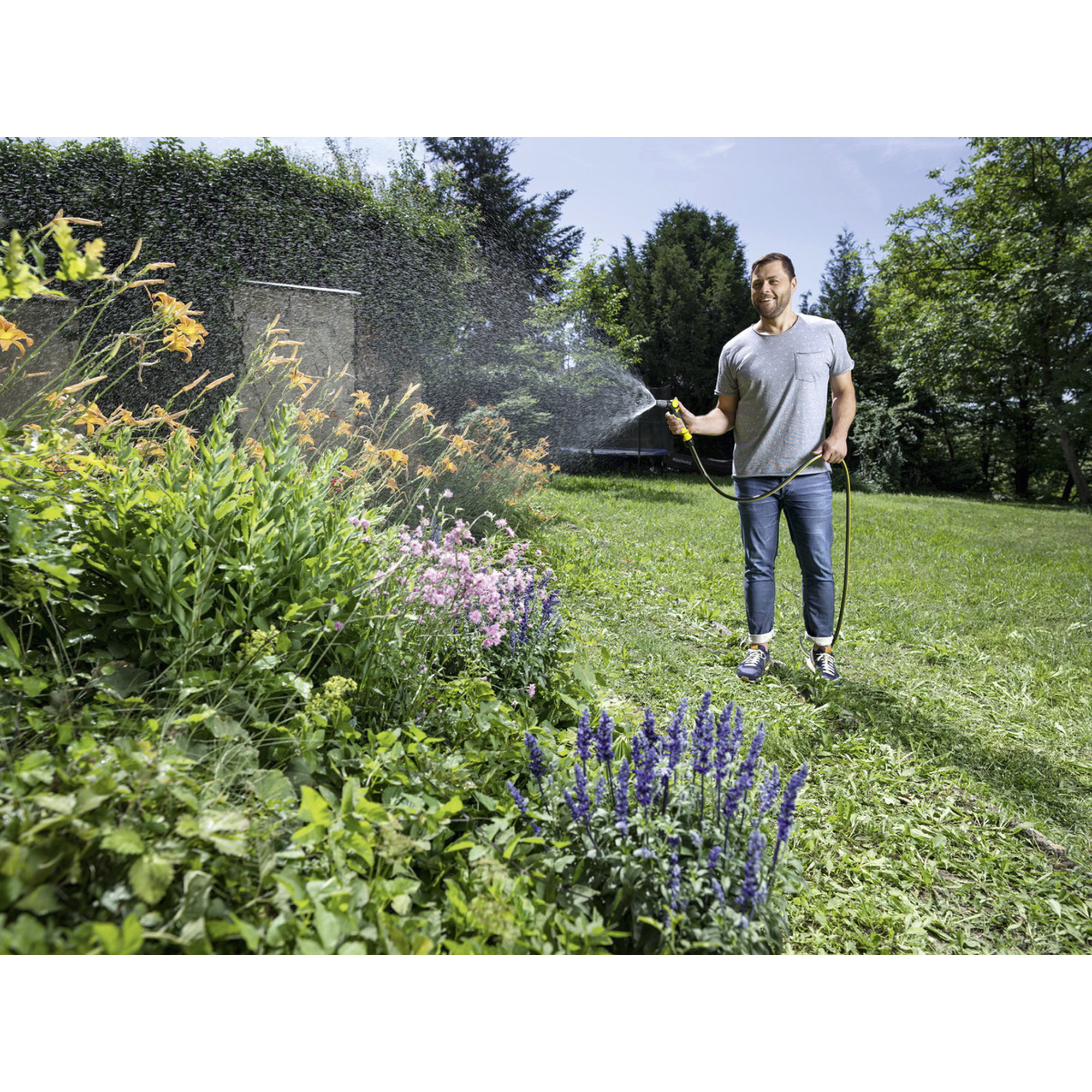 Garten, Gartenschlauch, Bewässerung, Pflanzen, Sprühstrahl