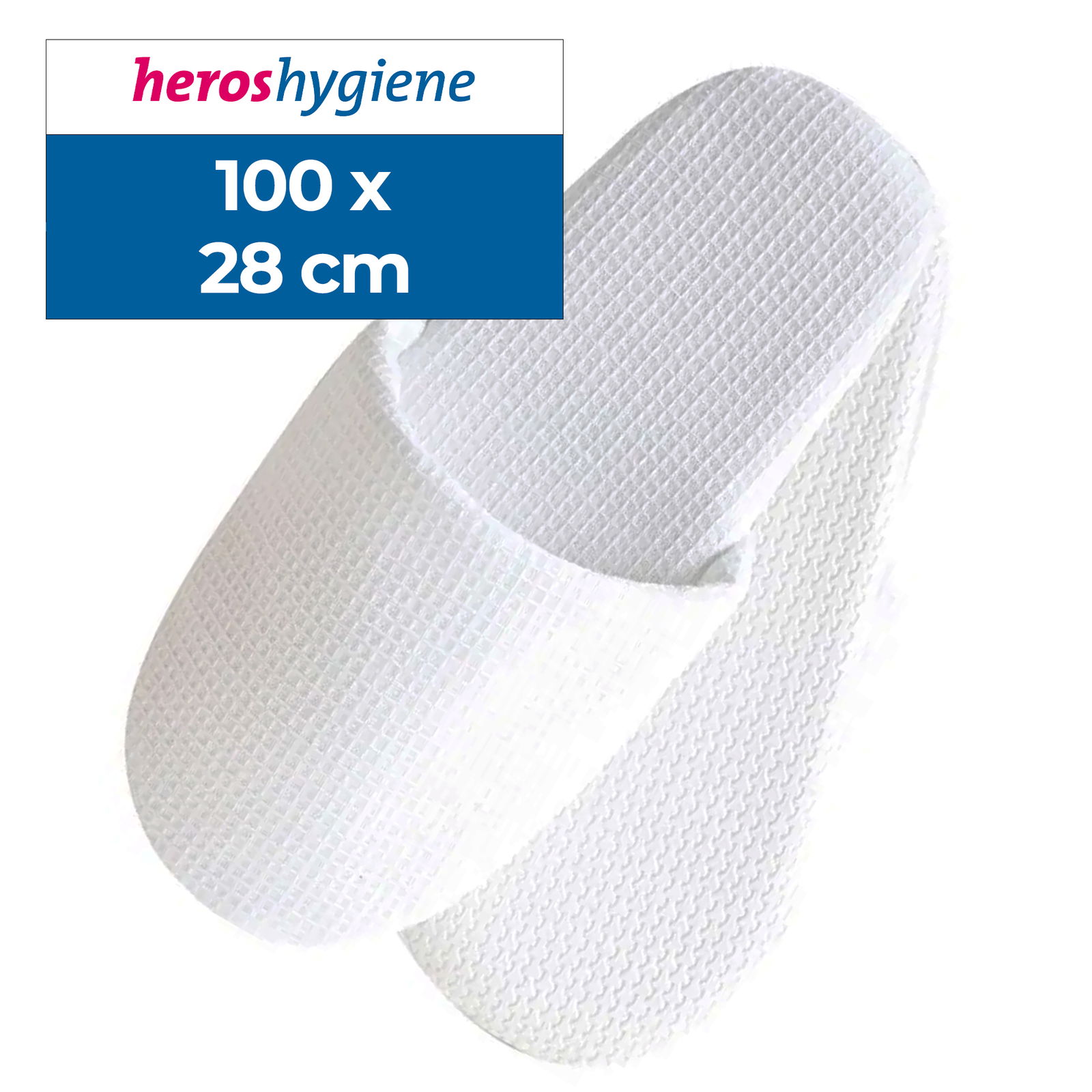 100 paia di pantofole per hotel, bianche, chiuse, lunghe 28 cm, in cotone