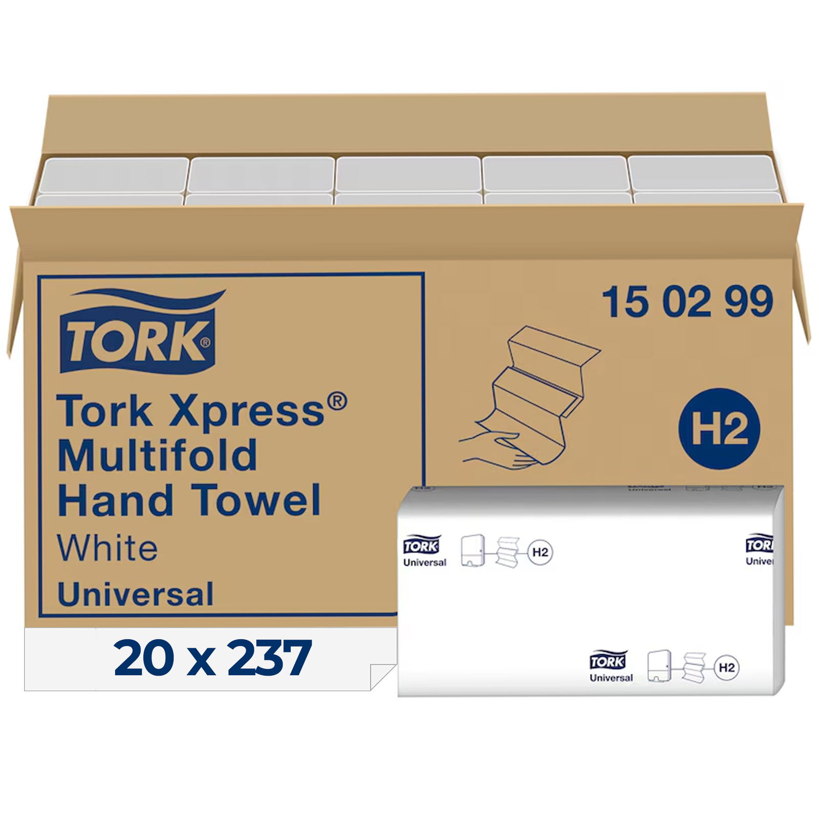 Essuie-mains pliés enchevêtrés Tork 150299 H2 Xpress