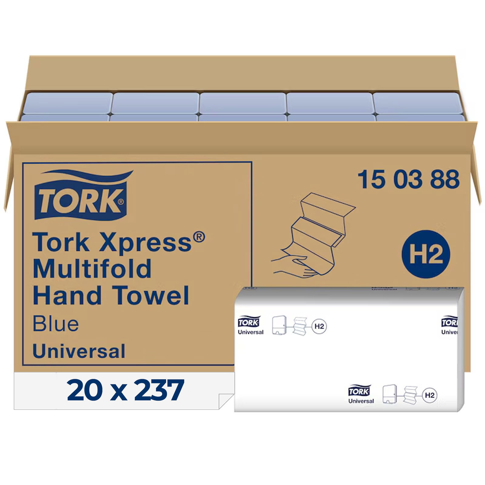 Tork 150388 H2 Xpress blaues Multifold Handtuch