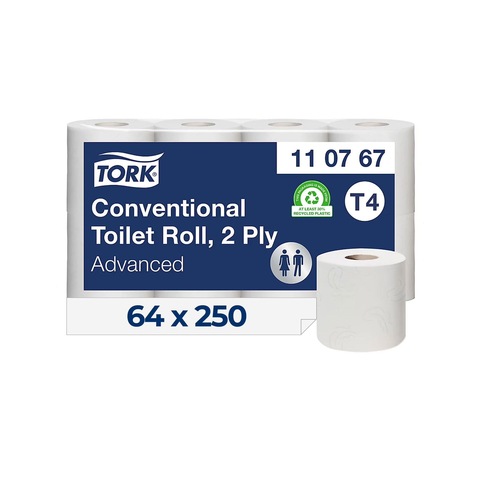 Tork 110767 Toilettenpapier T4 Kleinrollen 2-lagig 64 Rollen Front