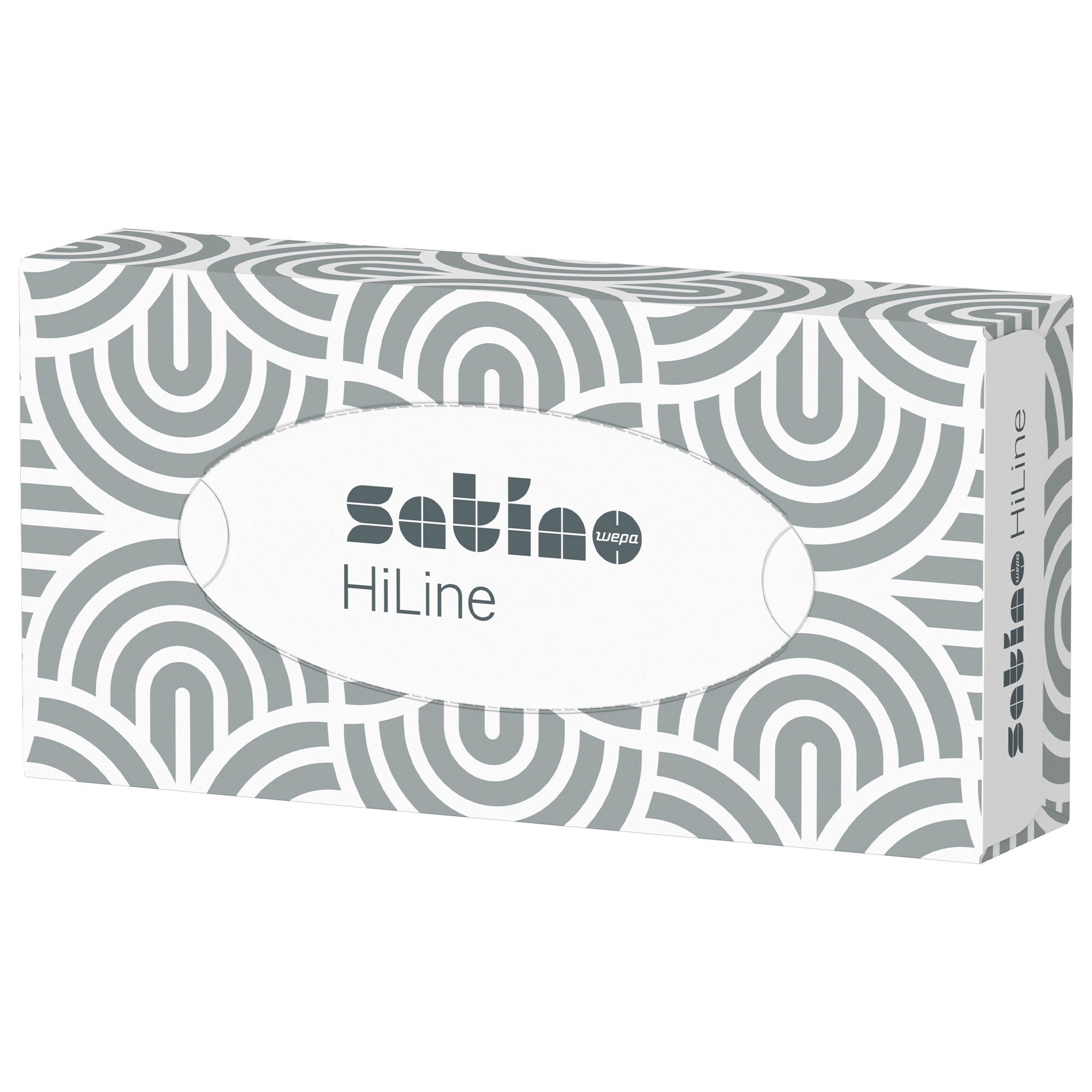 Tissue box, HiLine, Boxverpackung, graues Muster, ovalen Etikett