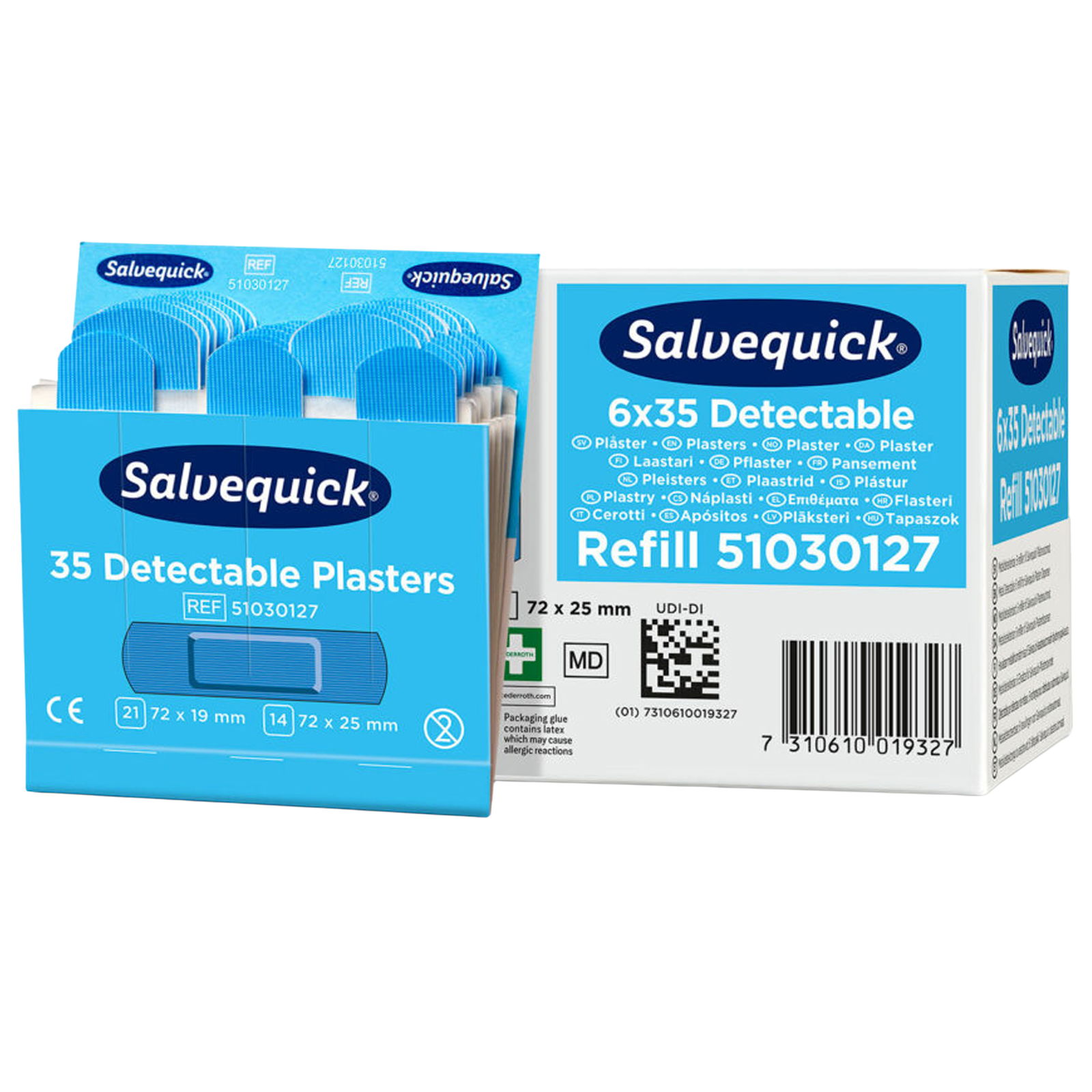 Pflaster detektierbar blau Salvequick Cederroth Nachfüllset