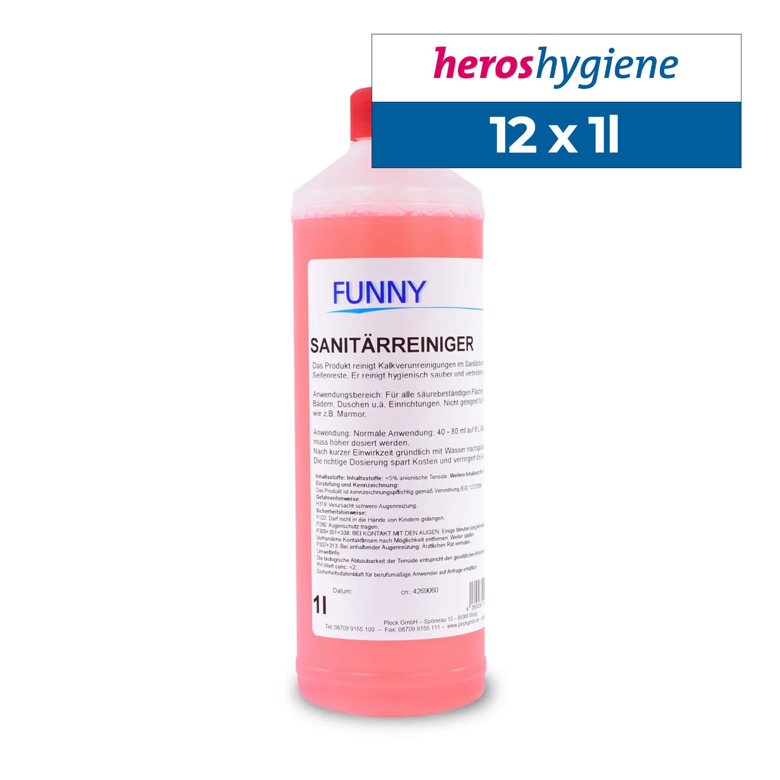 Funny AG-459 Sanitärreiniger gegen Kalk 12 x 1 Liter Flaschen