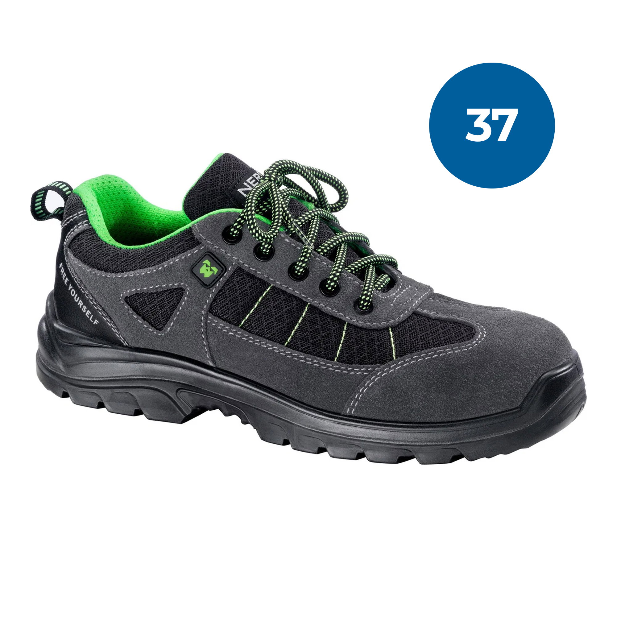 Hiking-Schuh, Laufschuh, Grau, Schwarz, Grüner Innenraum