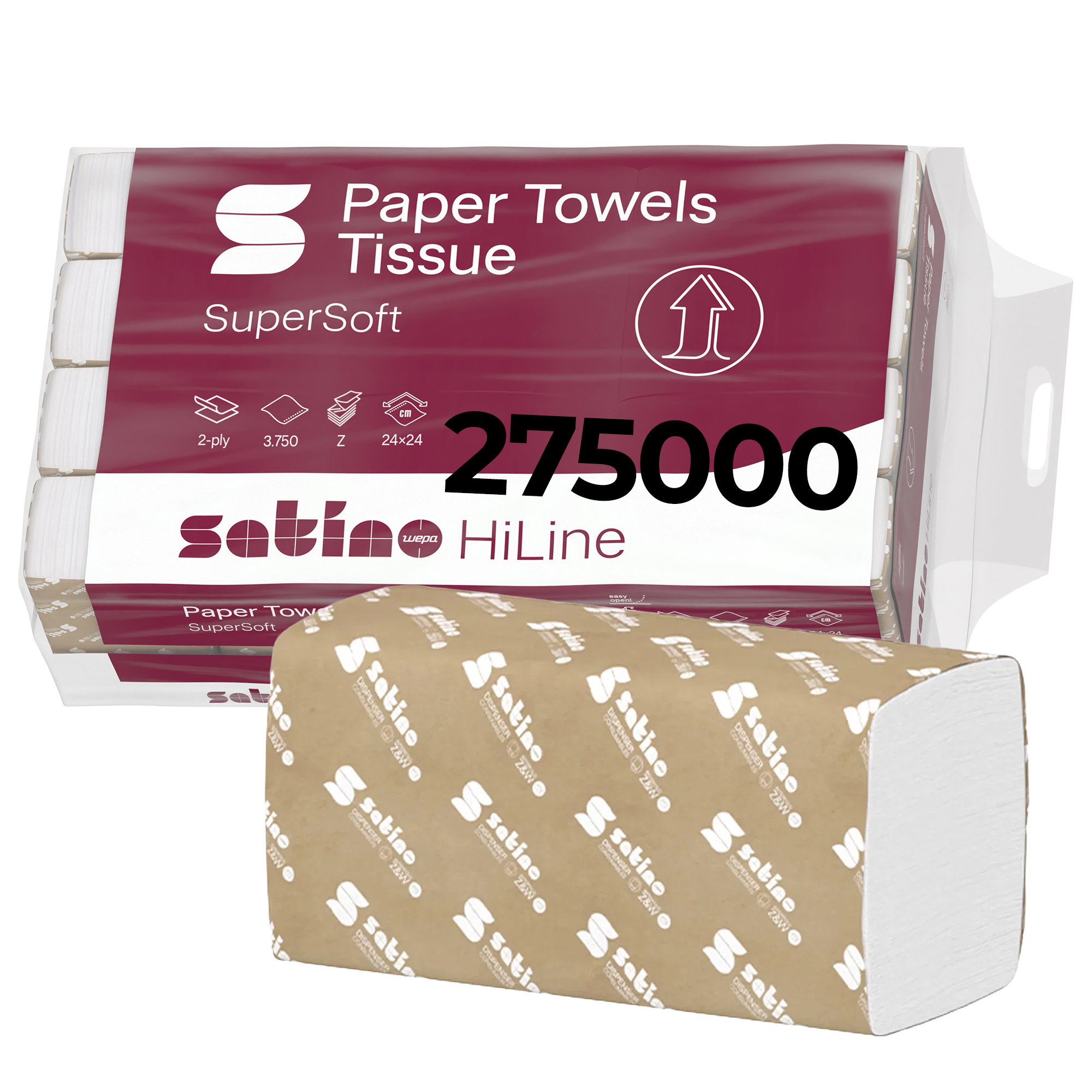 Papierhandtücher Z-Falz | 2-lagig | Zellstoff | satino HiLine 275000