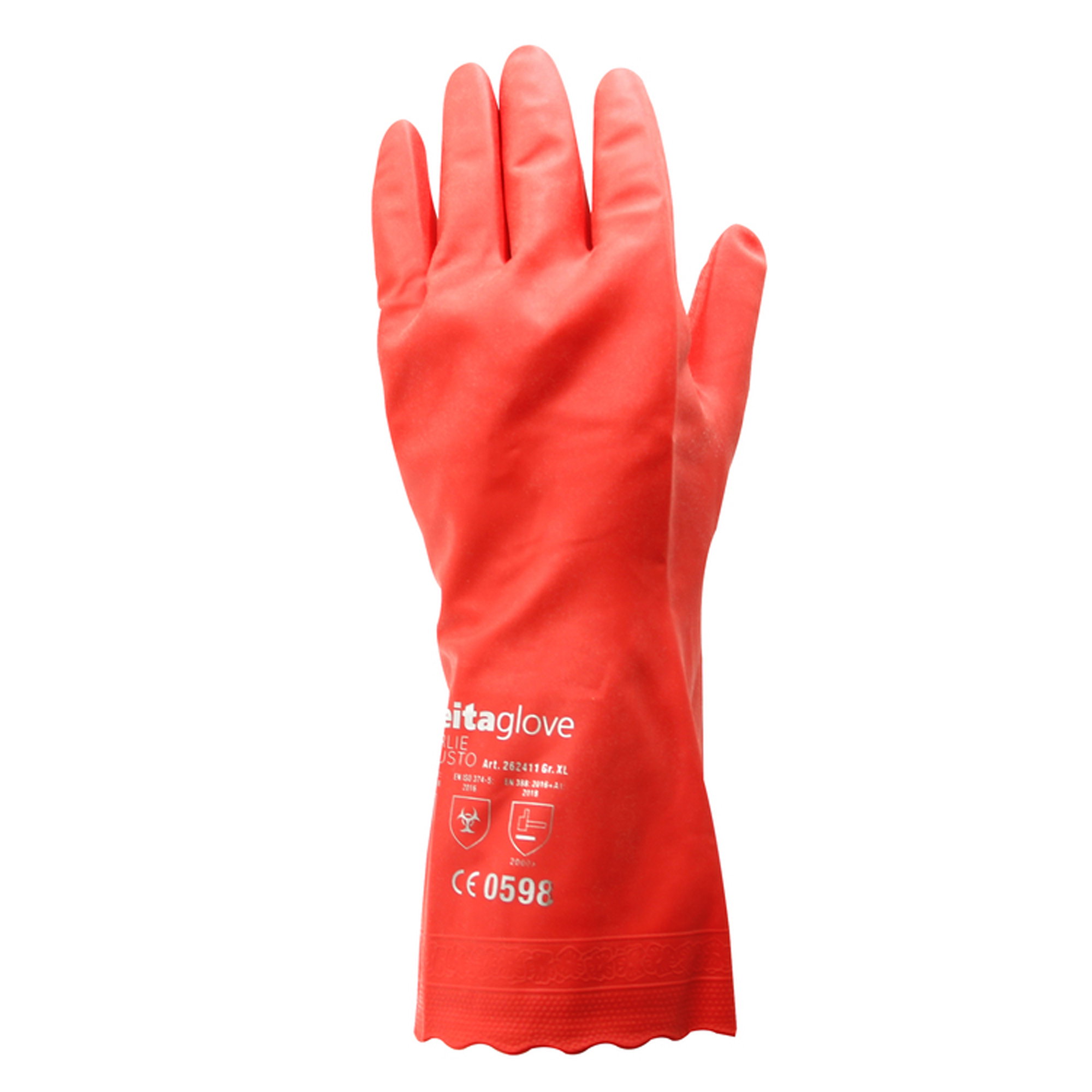 Gartenhandschuh, Regenhandschuh, Rotes Gummi-Handschuh, Schutzhandschuh, Latexhandschuh