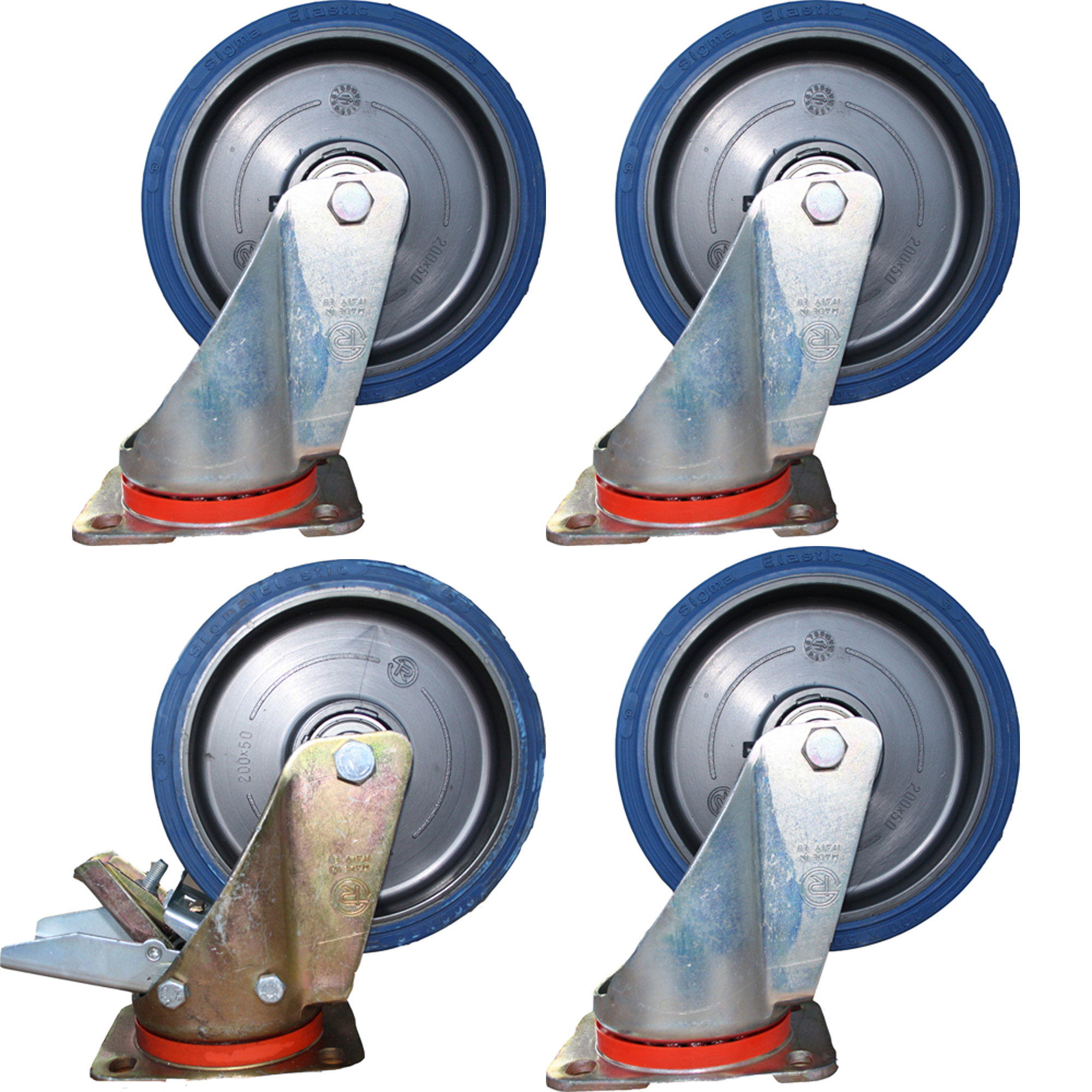 Lenkrollen verstärkt komplett | 200 mm | mit Bremse | Vercon