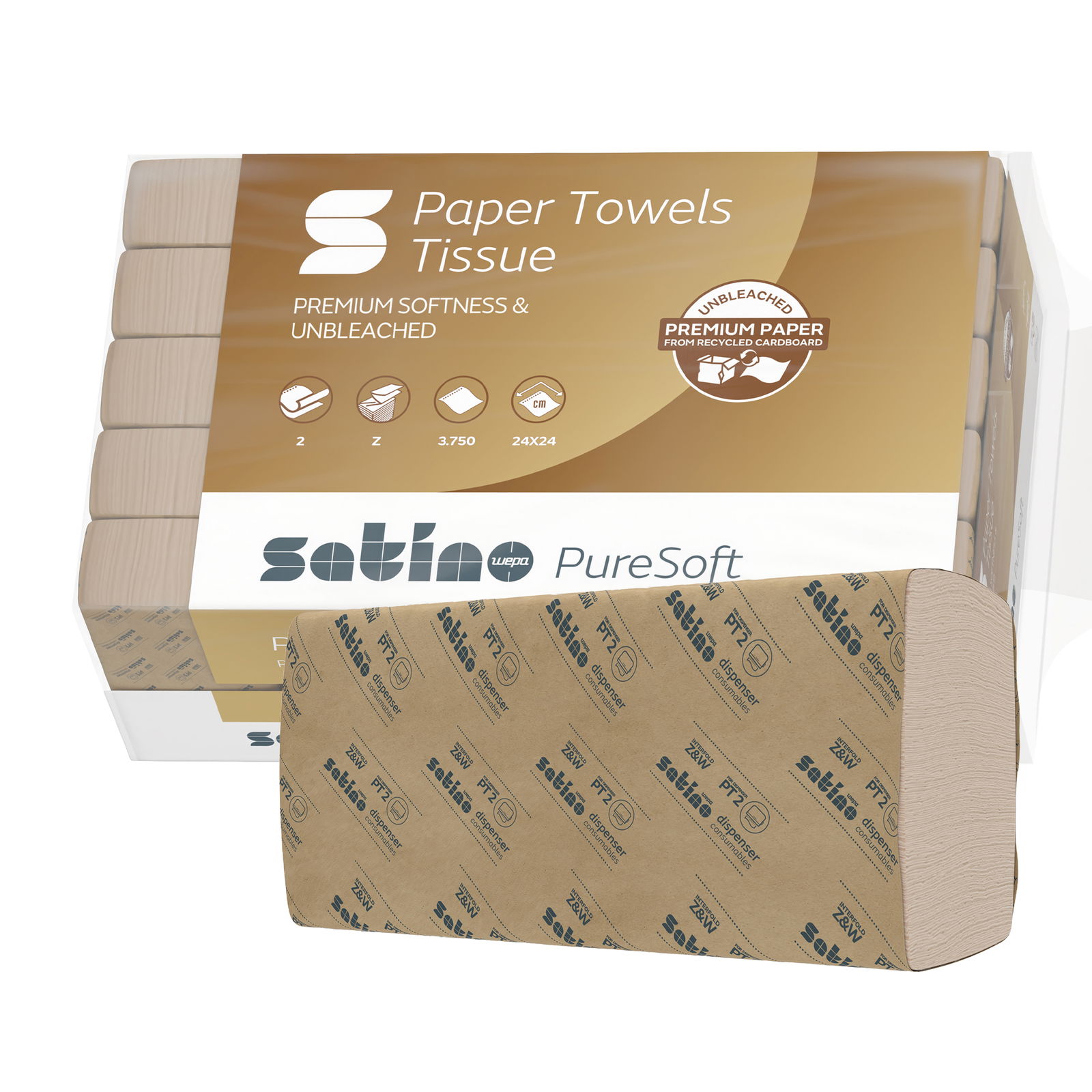 Satino PureSoft 277550 essuie-mains en papier pliage Z 2 plis recyclé