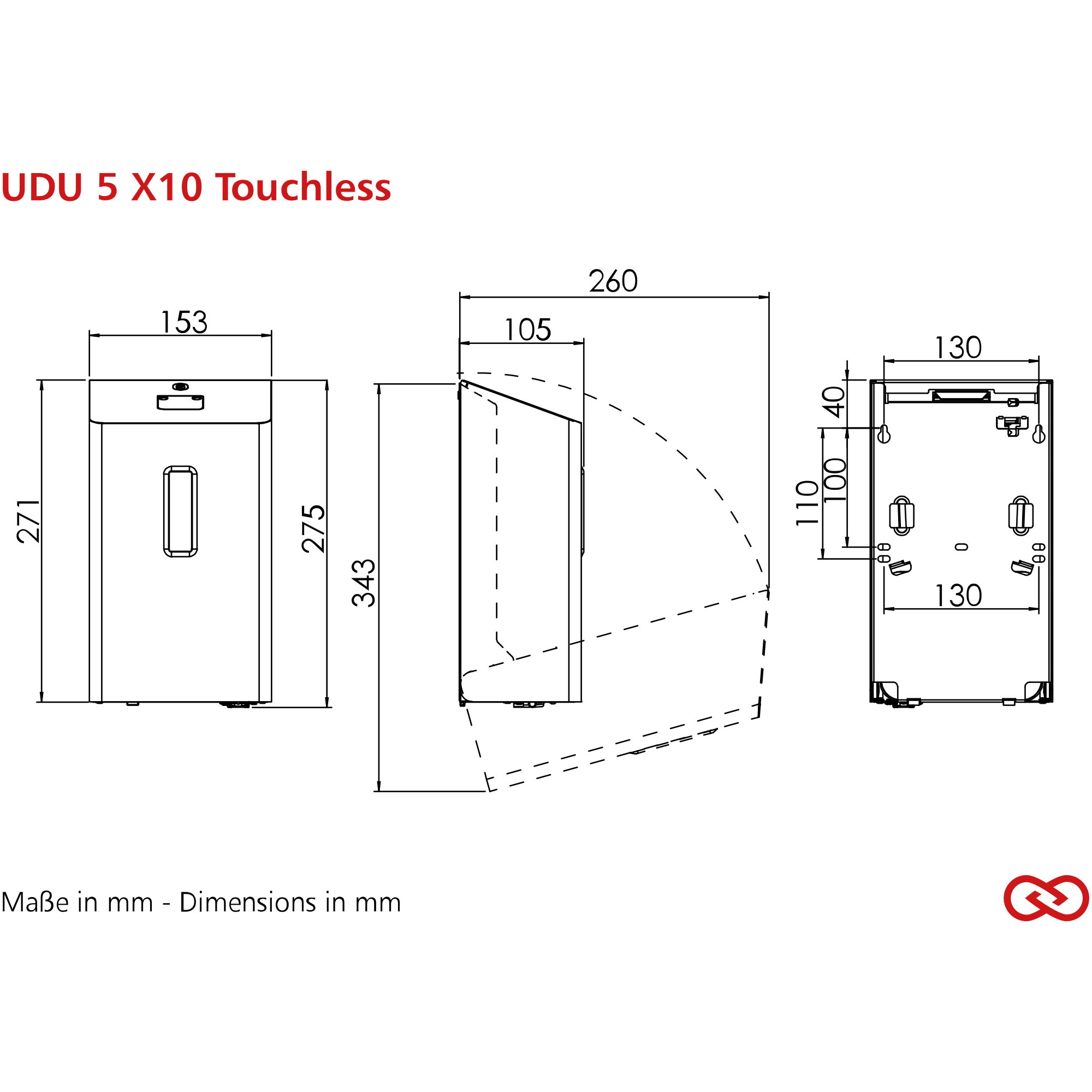 Drucker, Gerätegehäuse, Schloss, Montageabmessungen, TZD 5 X10 Touchless