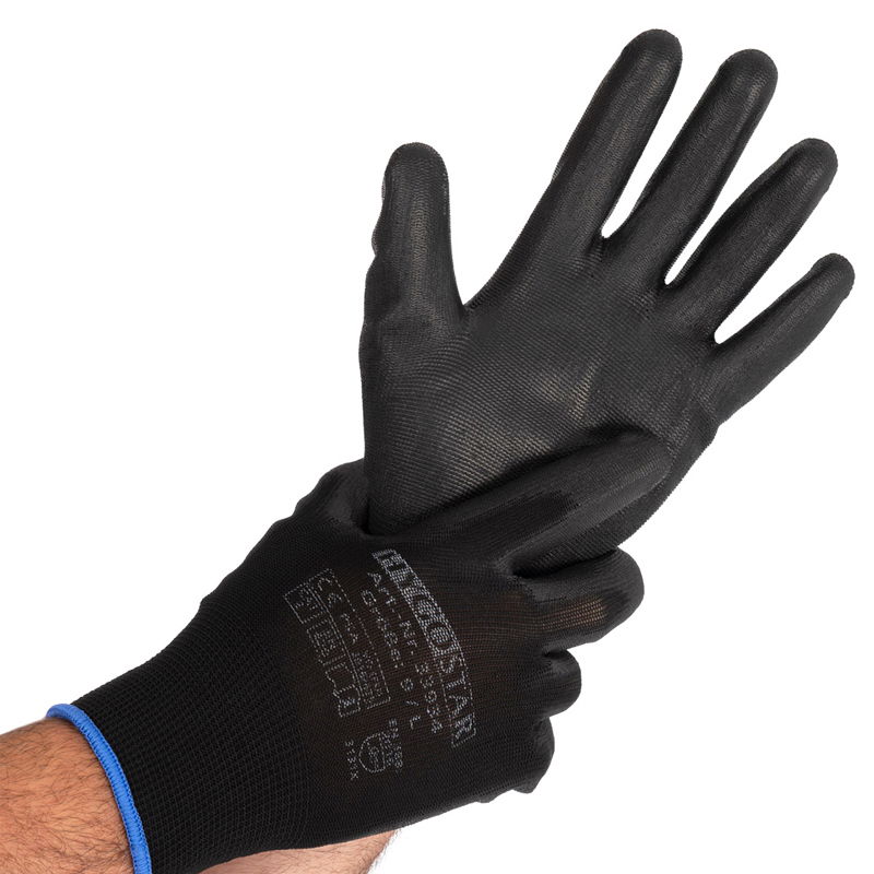 Feinstrickhandschuhe PU-Beschichtung Black Ace