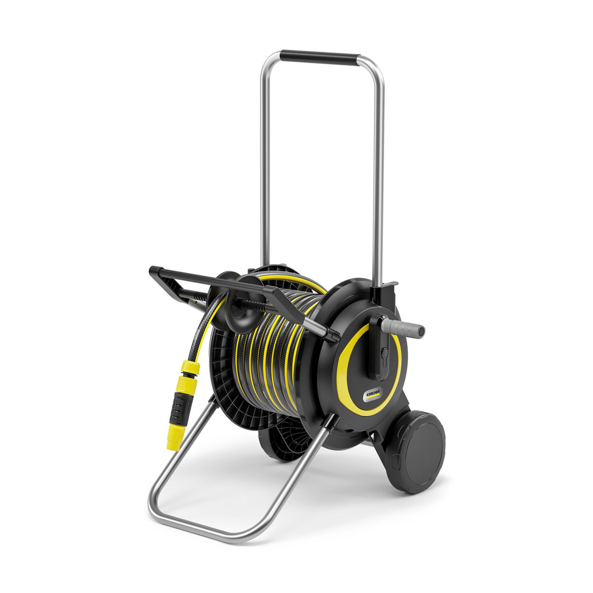 Kabeltrommel, Gartenschlauch, Ausziehbare Trommel, Rollwagen, Schwarz-Gelb
