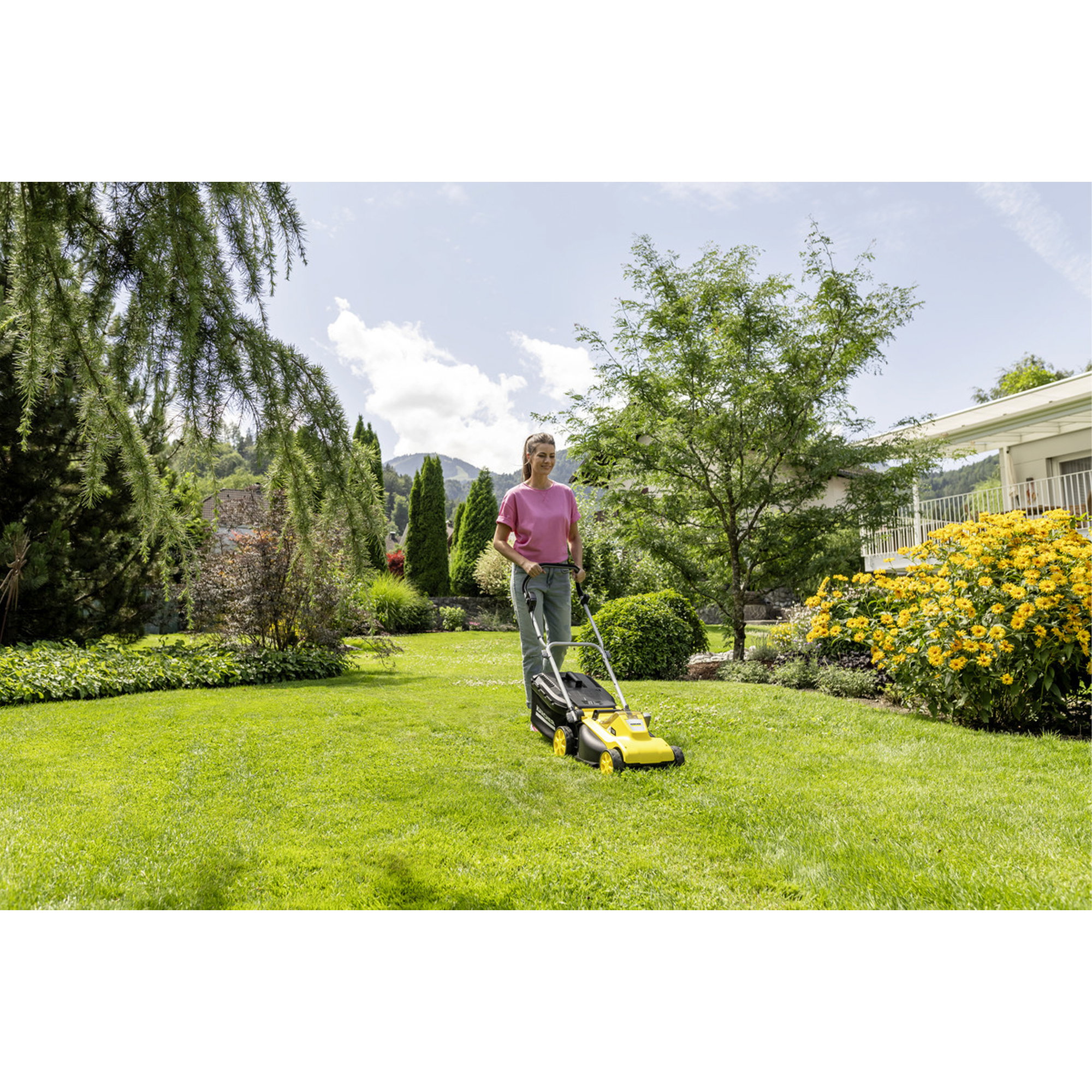 Rasenmäher, Garten, Maschine, Gelb, Person