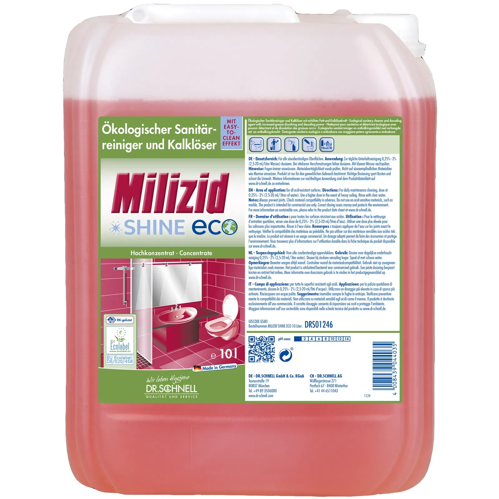 Sanitärreiniger Dr. Schnell Milizid Shine Eco 10 Liter Kanister