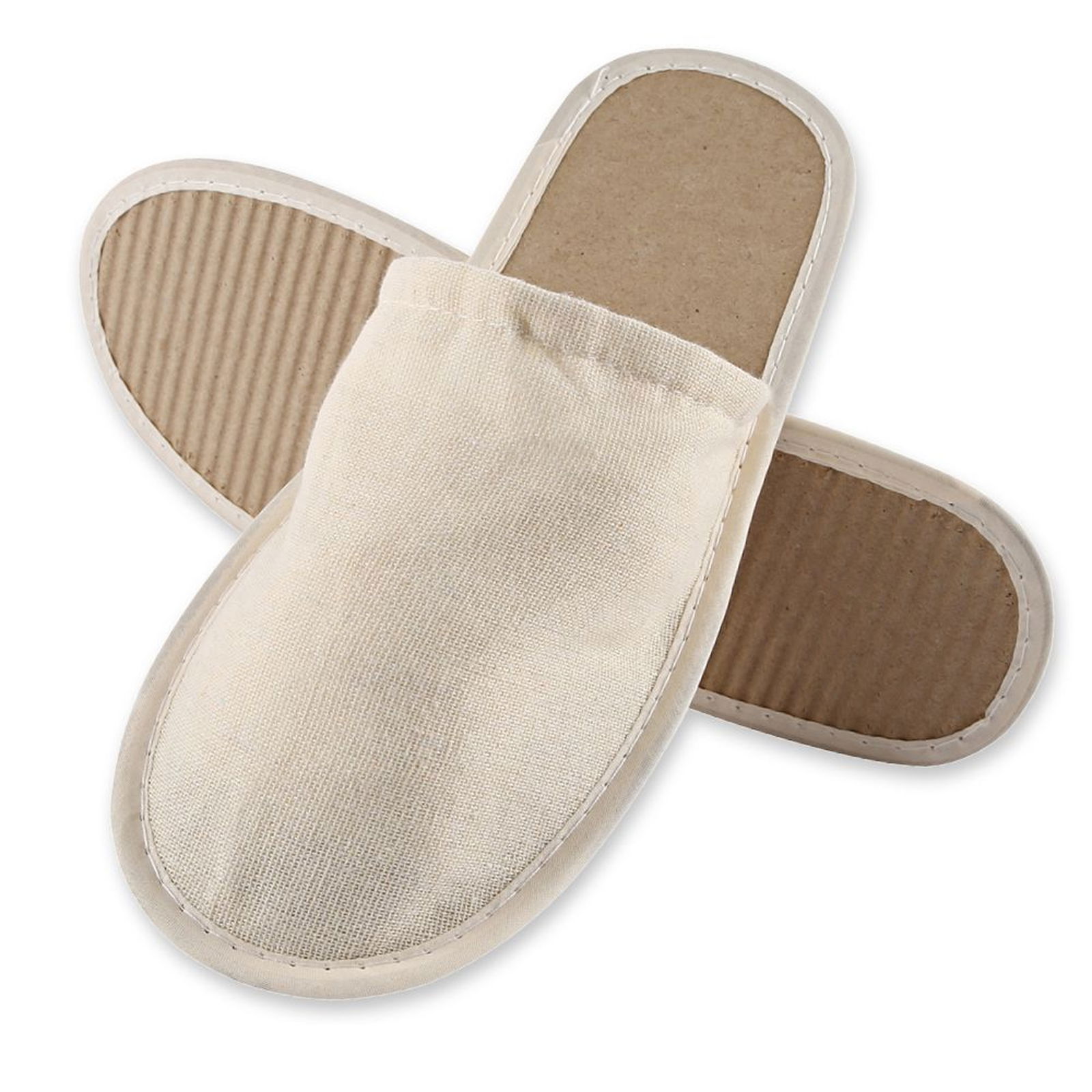 Hotel Slippers Linen Beige Closed 28.5 cm
