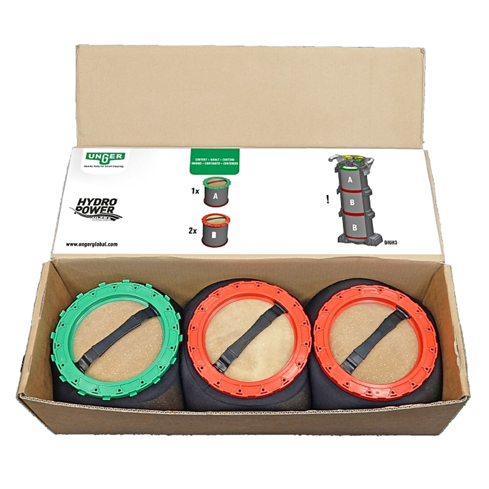 Unger DIUB3 HydroPower Ultra Harz Pack, 1x grün, 2x rot
