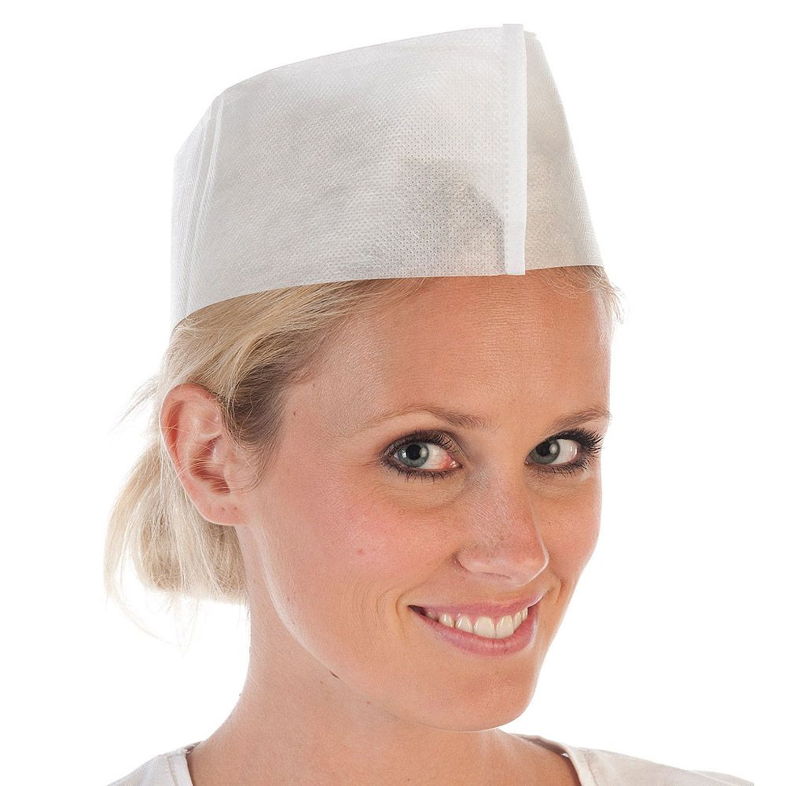 White forage cap made of polypropylene nonwoven fabric