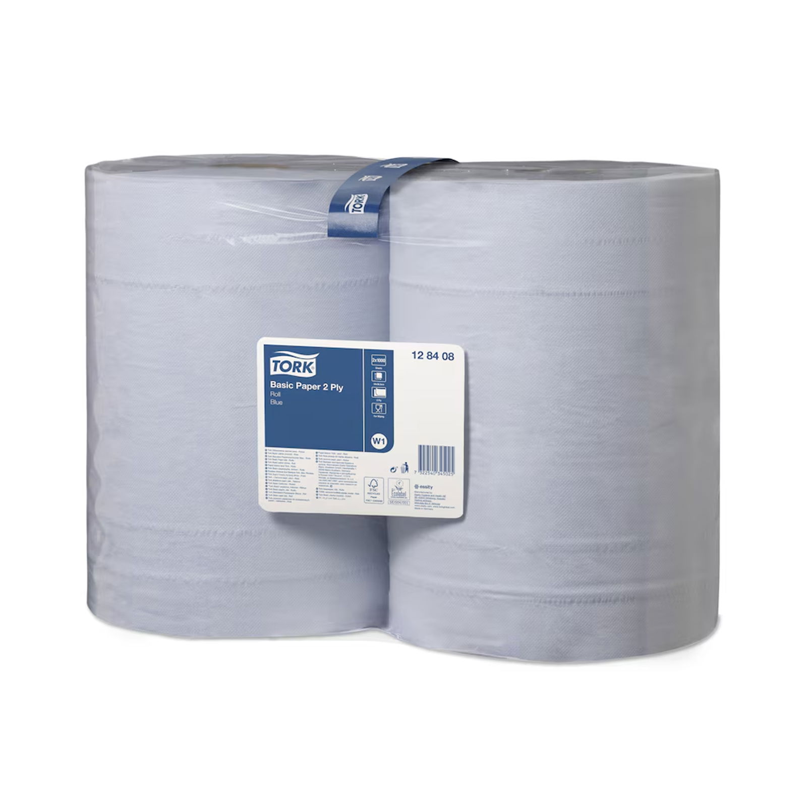 Tork 128408 W1 Papierwischtücher 2-lagig blau Rollen