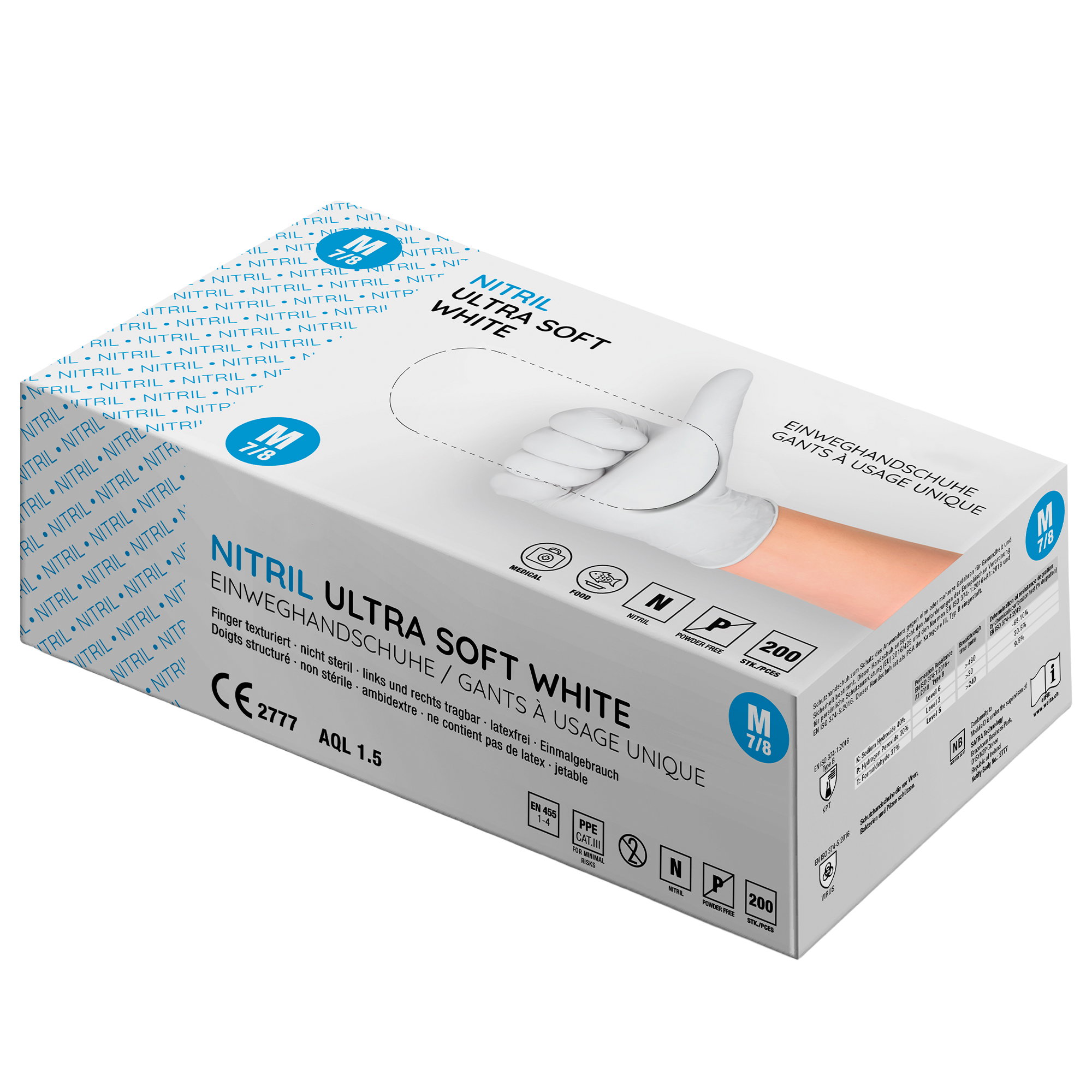 Nitril, Einweghandschuhe, Latexfrei?, White, Medical glove