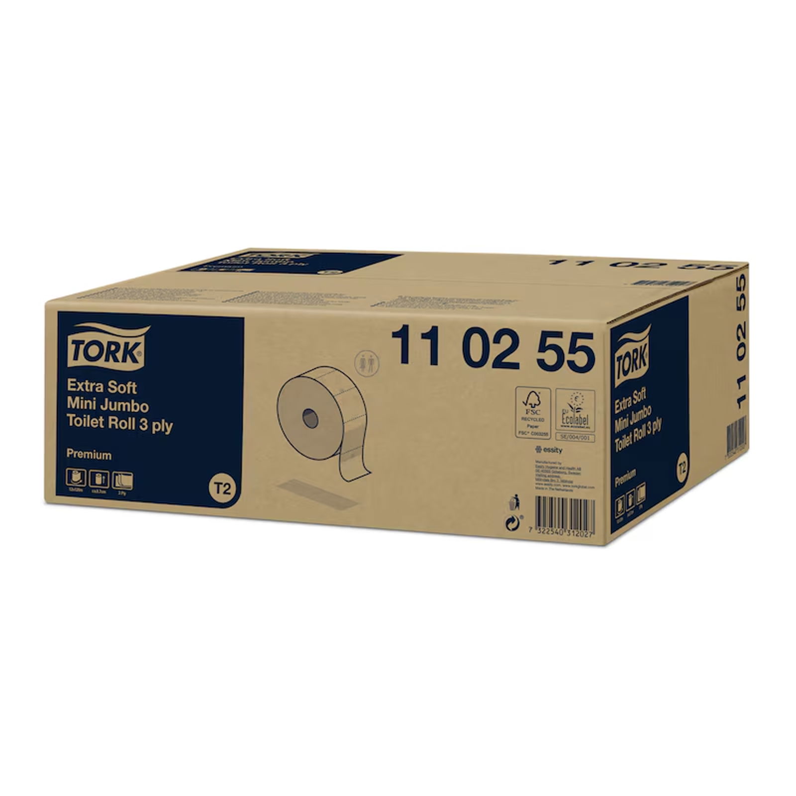 TORK 110255 T2 papier toilette Mini Jumbo extra doux Premium 120 m 600 feuilles