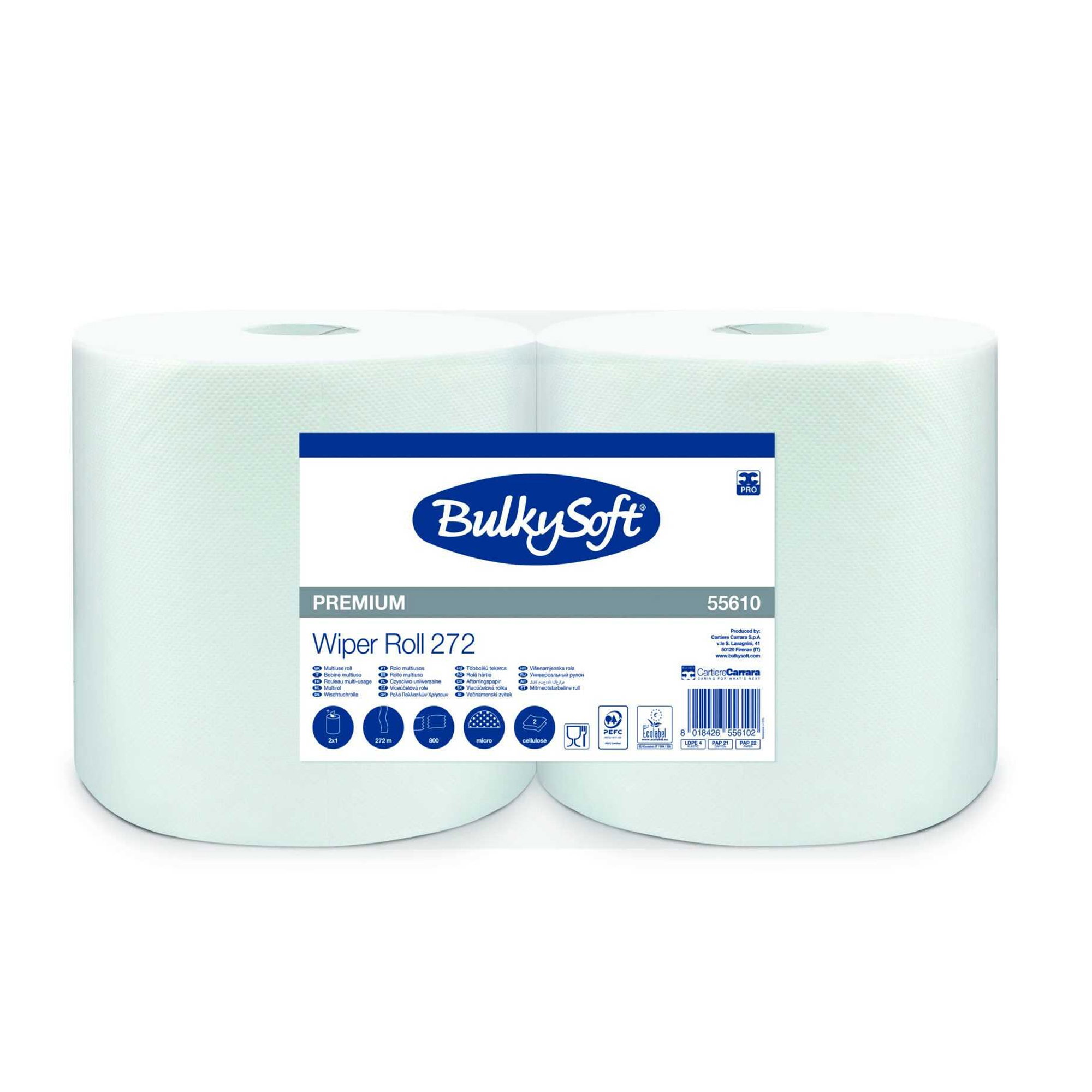 Reinigungsrollen Maxi | 272 m | 2-lagig | Zellstoff | BulkySoft 55610 Premium Wiper Roll 272