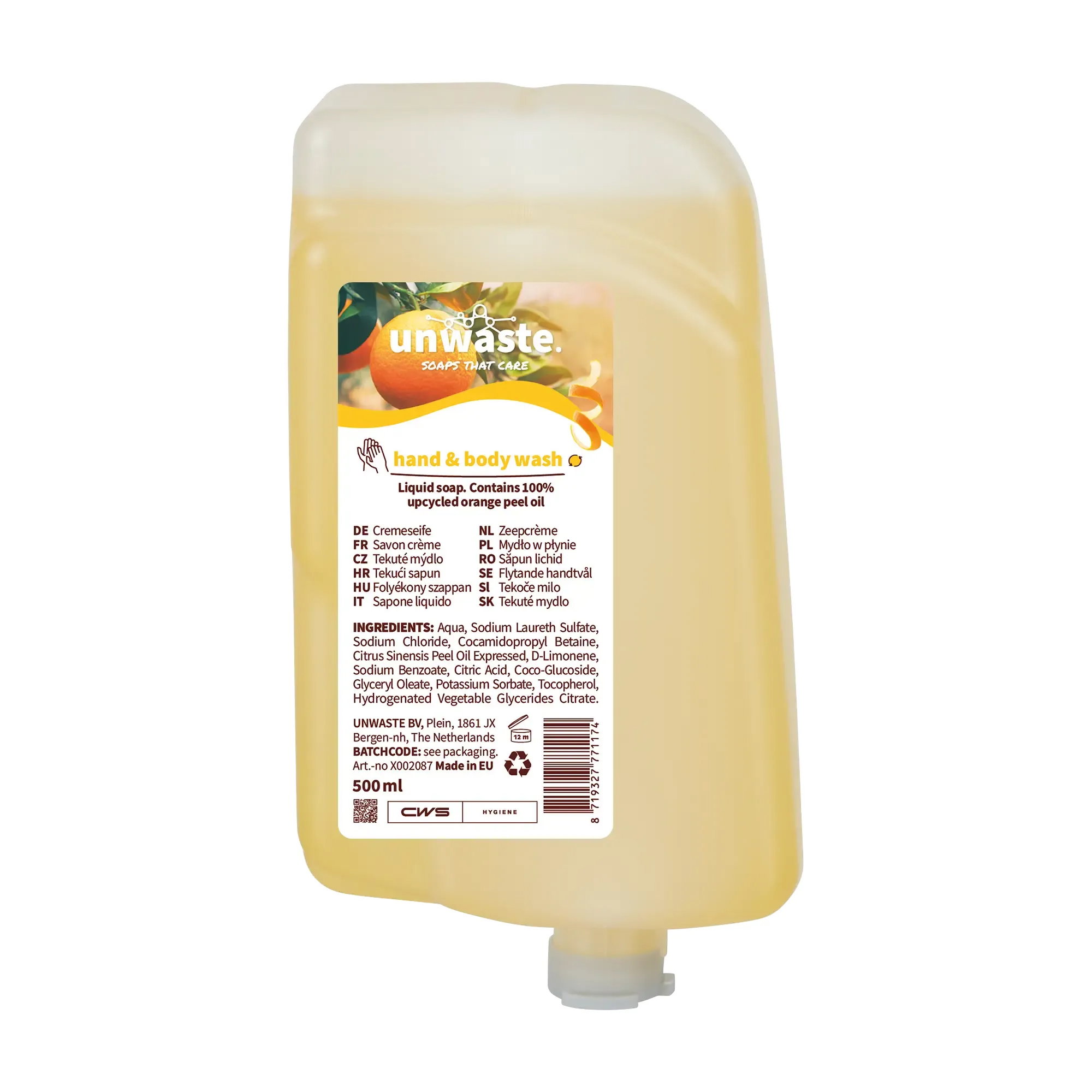 Flüssigseife, Handseife, Orangenöl, 500 ml, recycelte Flasche