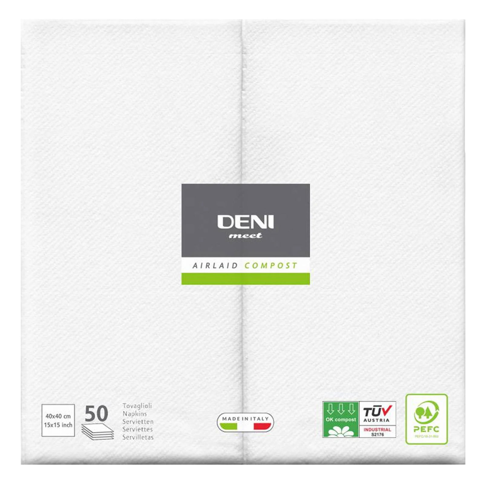 Servietten Airlaid weiss 40 x 40 cm 1/8 Falz DENI meet
