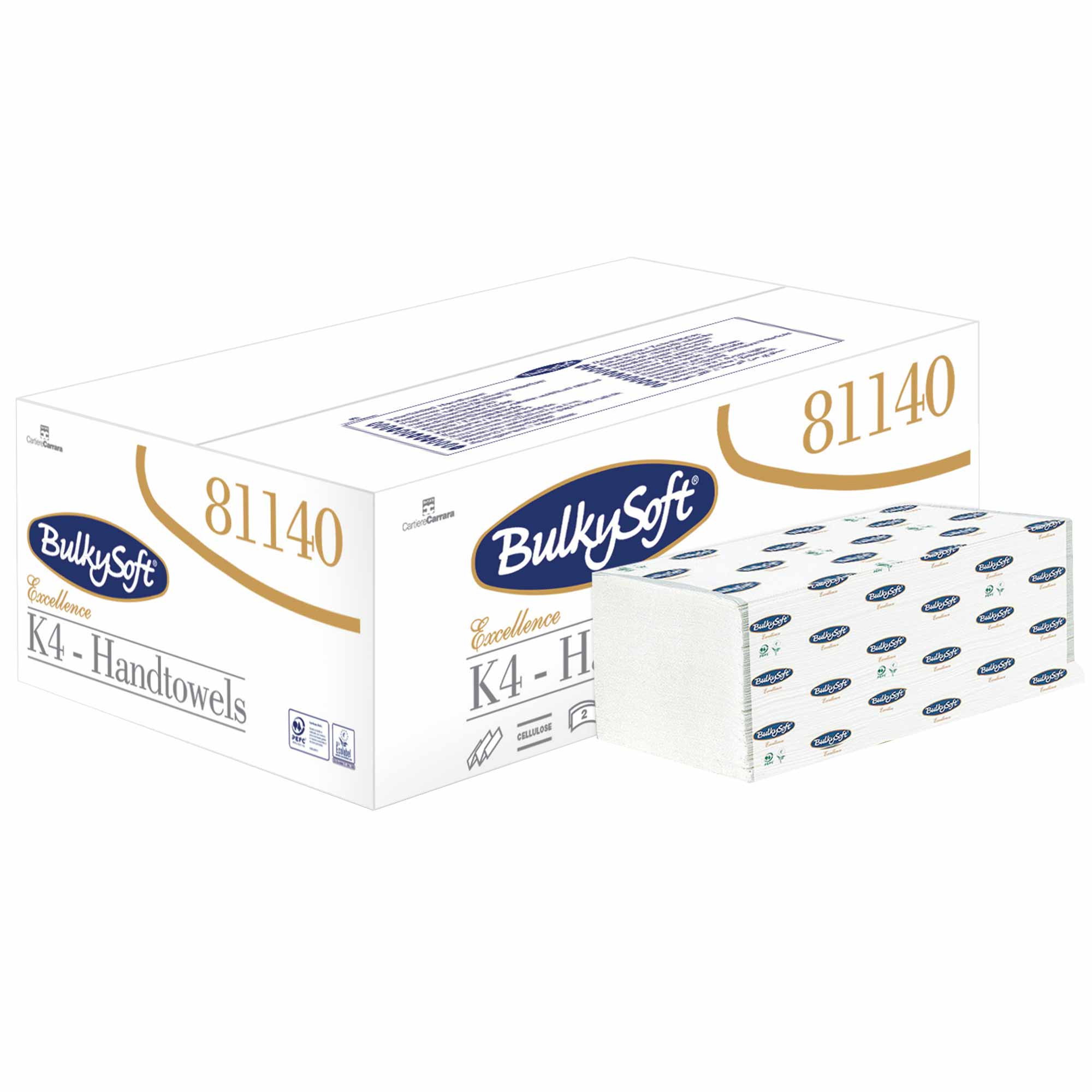 Papierhandtücher K-Falz | 2-lagig | Zellstoff | BulkySoft 81140 Excellence