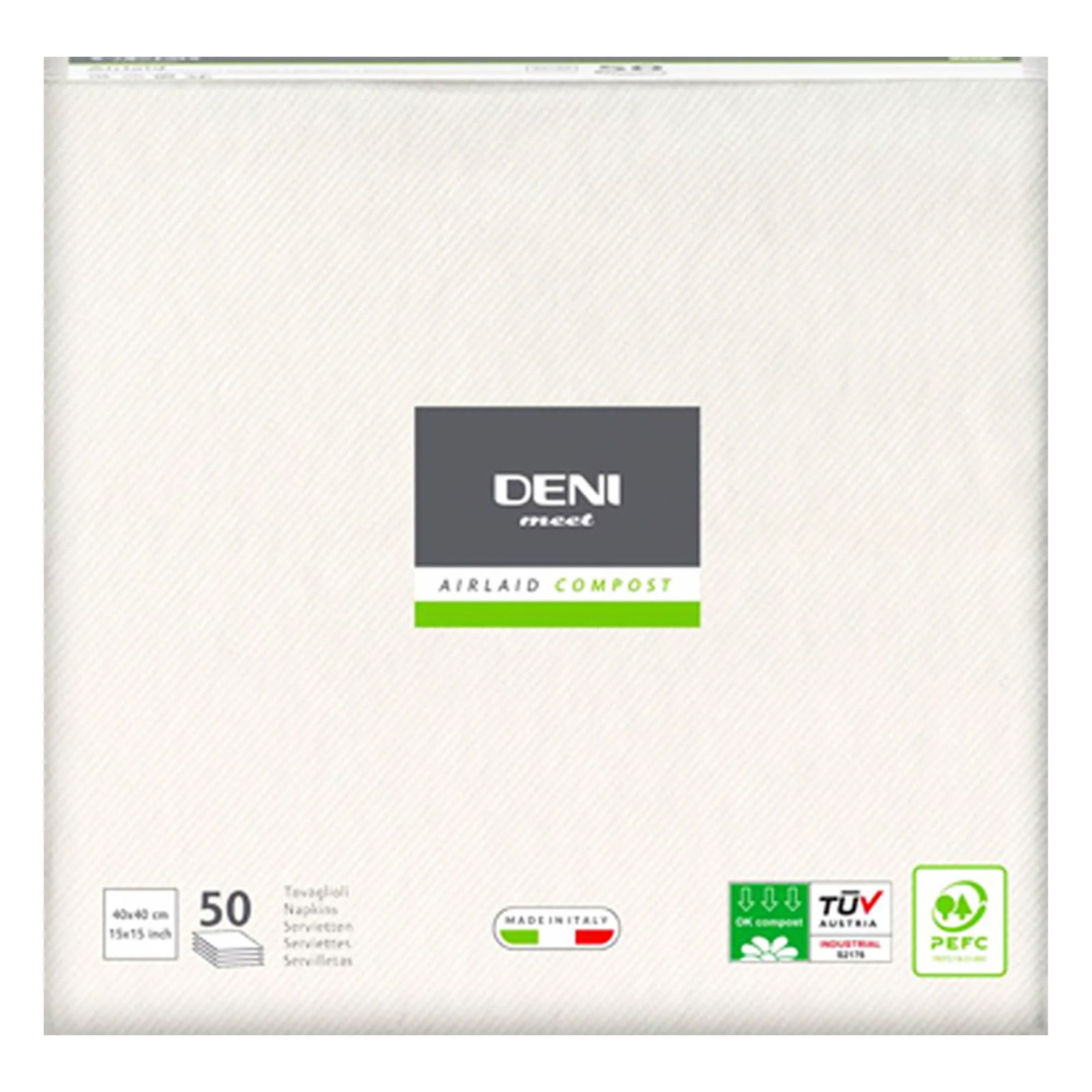 Servietten Airlaid weiss 40 x 40 cm 1/4 Falz DENI meet