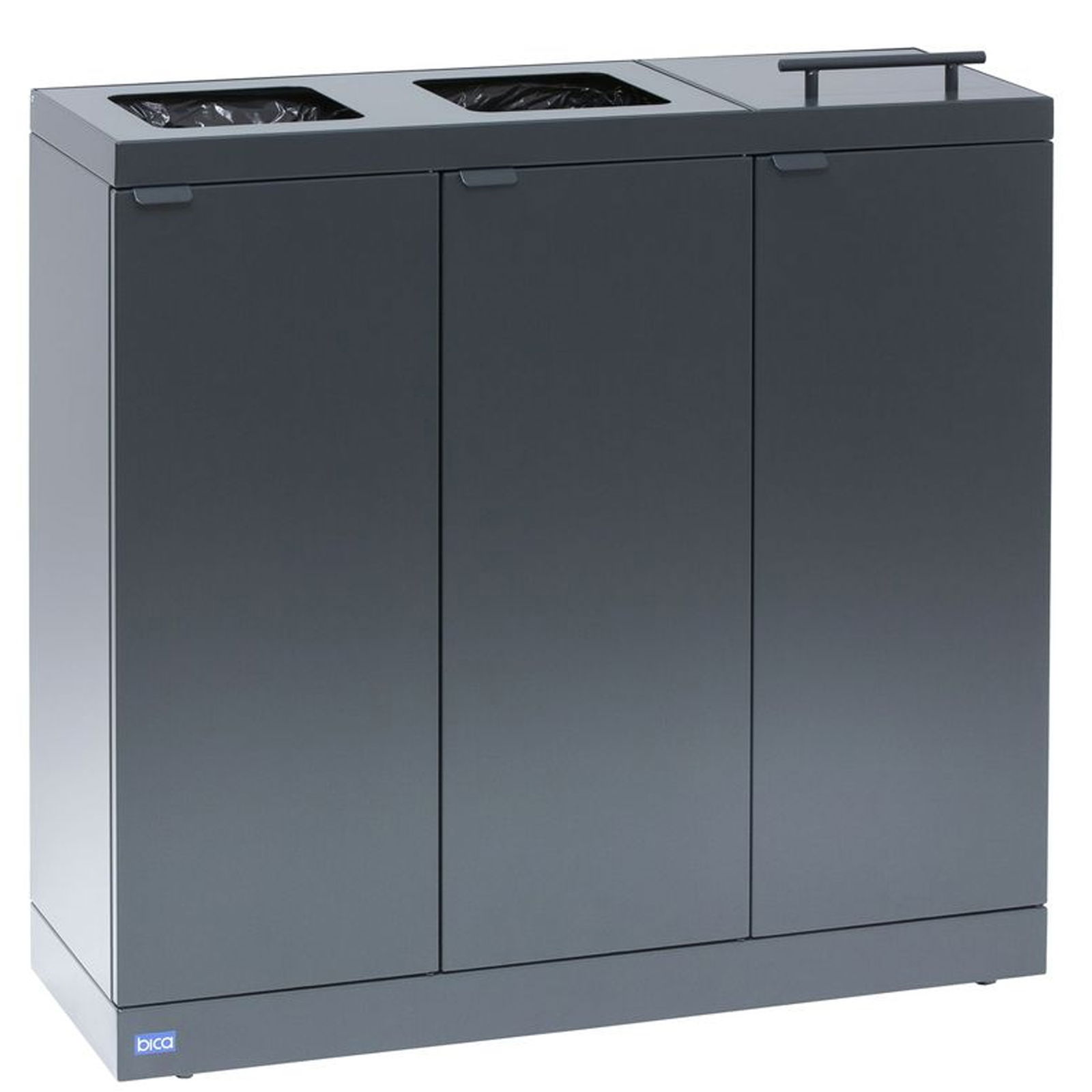 Indoor waste separation system 3x65 litres steel anthracite grey