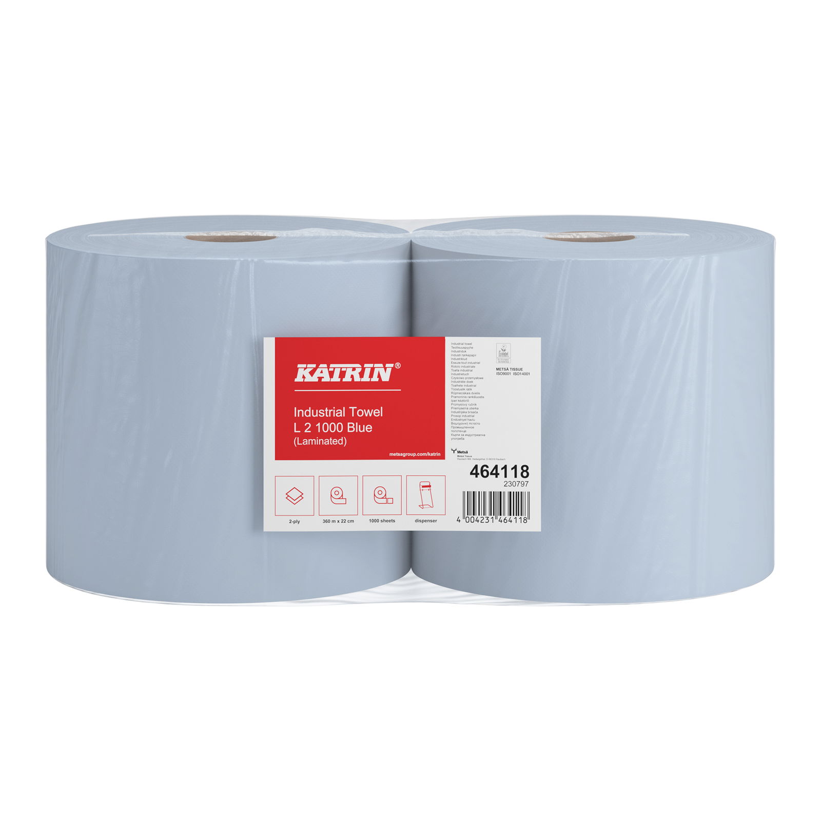 Rotolo industriale per pulizia Katrin 464118 L 1000 fogli 2 veli blu