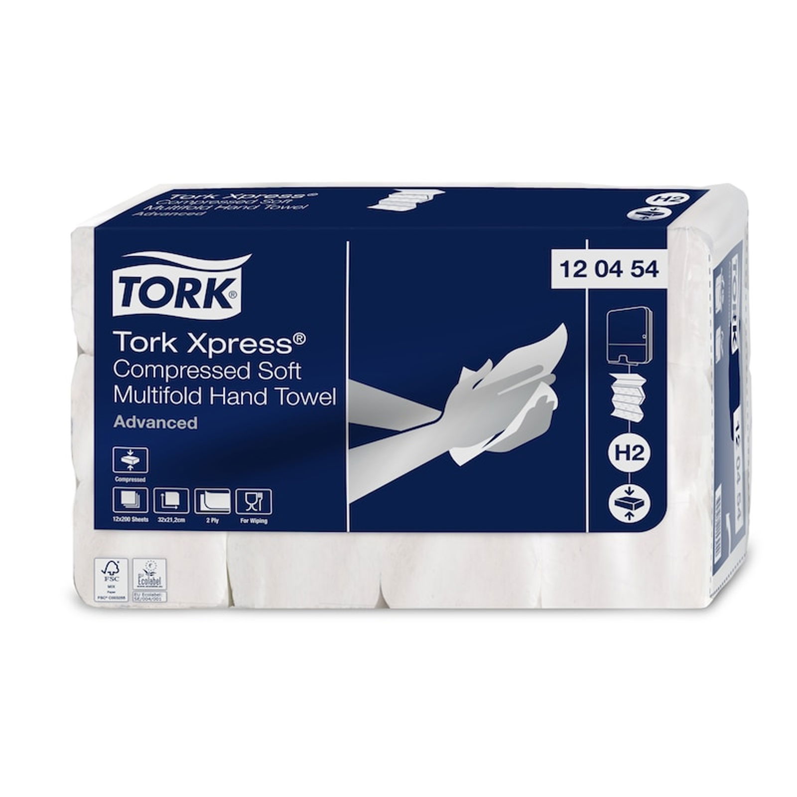 TORK 120454 H2 Xpress compressed soft multifold hand towels