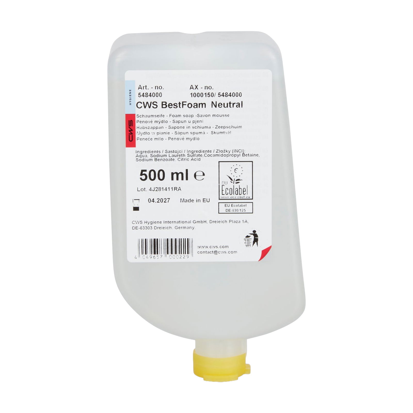 CWS Savon mousse BestFoam Neutral 500 ml