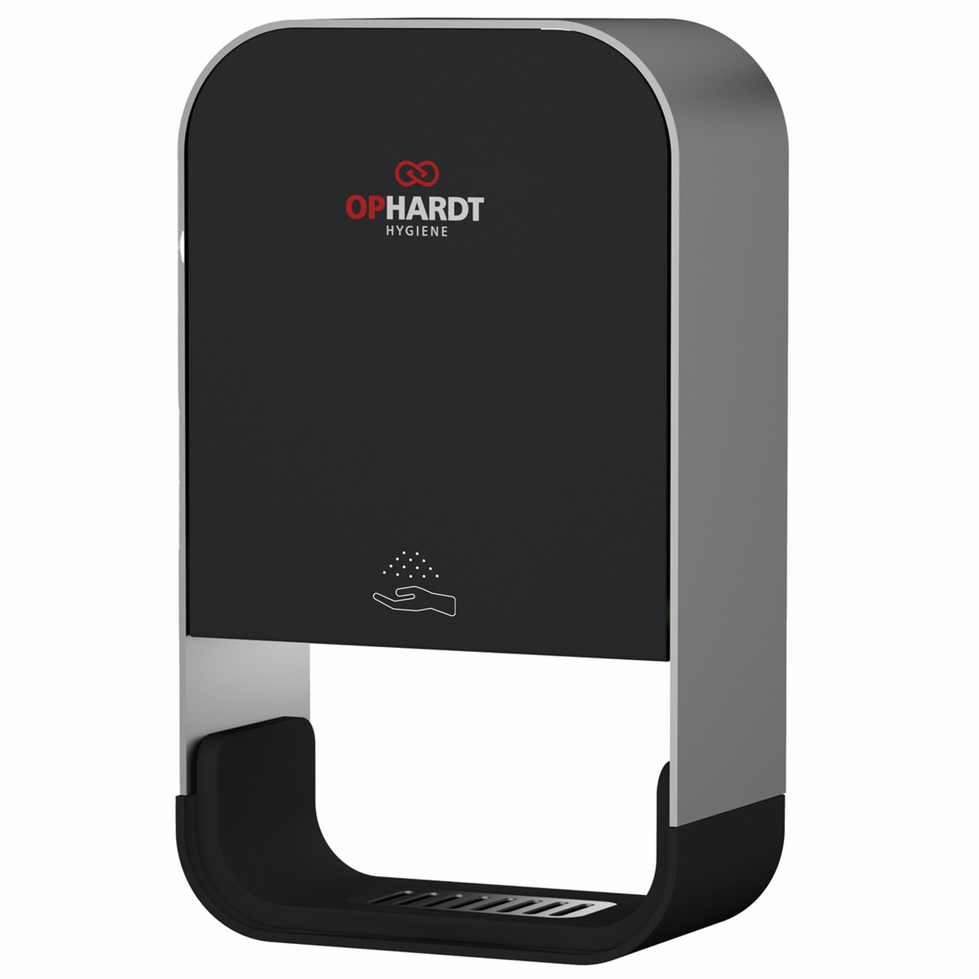 Hygiene dispenser, Hand sanitizer, Wall-mounted, Black panel, Metal frame
