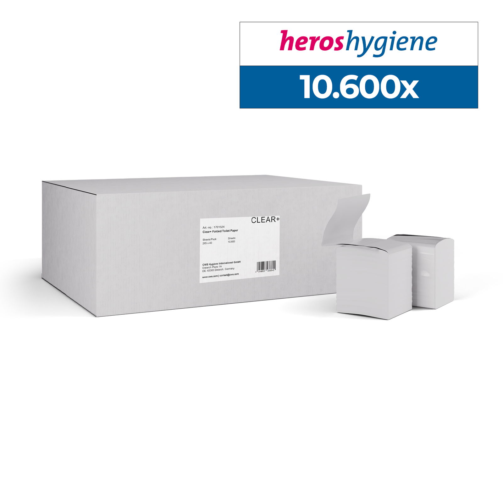 Clear+ Toilettenpapier Einzelblatt V-Falz Zellstoff