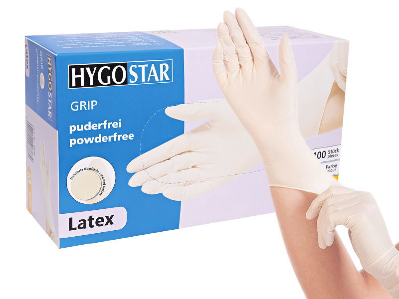 Latex Einweghandschuhe Grip puderfrei